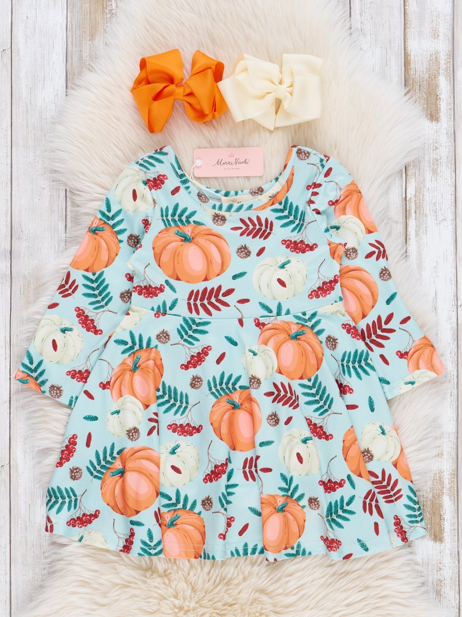 Minty Pumpkins & Berries Swing Dress - Marie Nicole Clothing