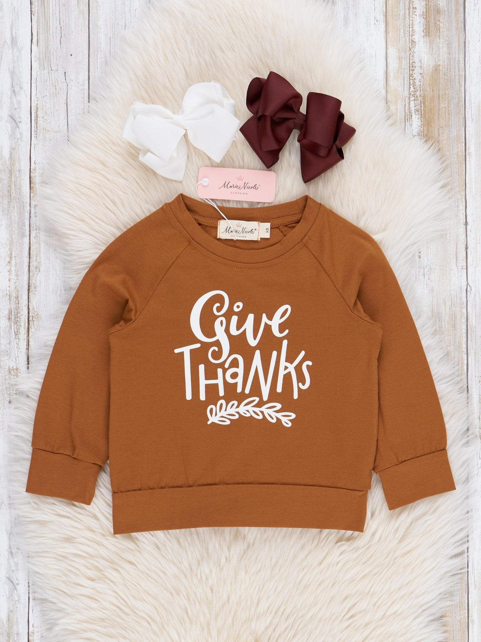 Mom & Me Brown "Give Thanks" Shirt - Marie Nicole Clothing