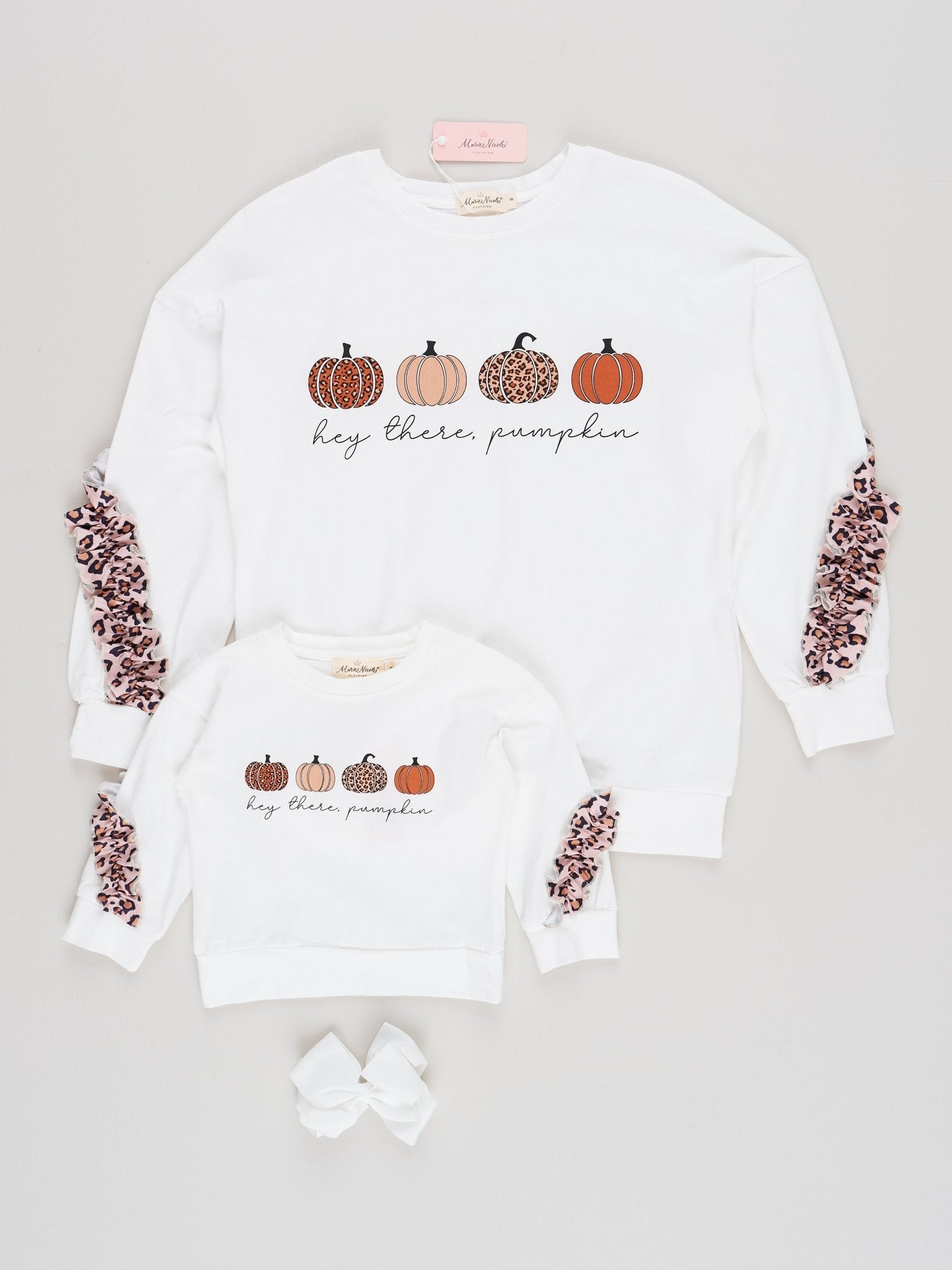 Mom & Me White Pumpkin Ruffle Shirt - Marie Nicole Clothing