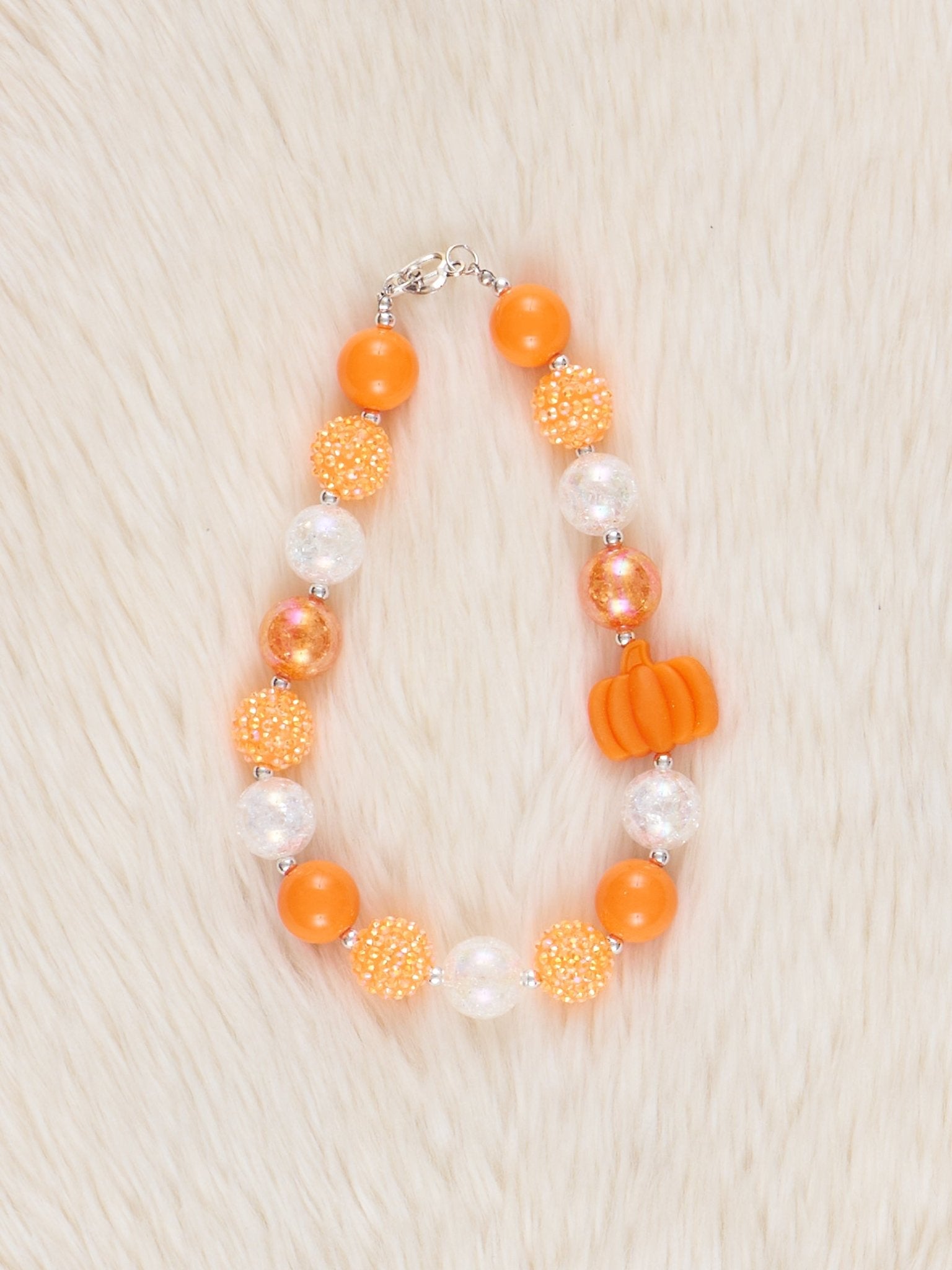 Pumpkin Charm Sparkle Bubblegum Necklace - Marie Nicole Clothing