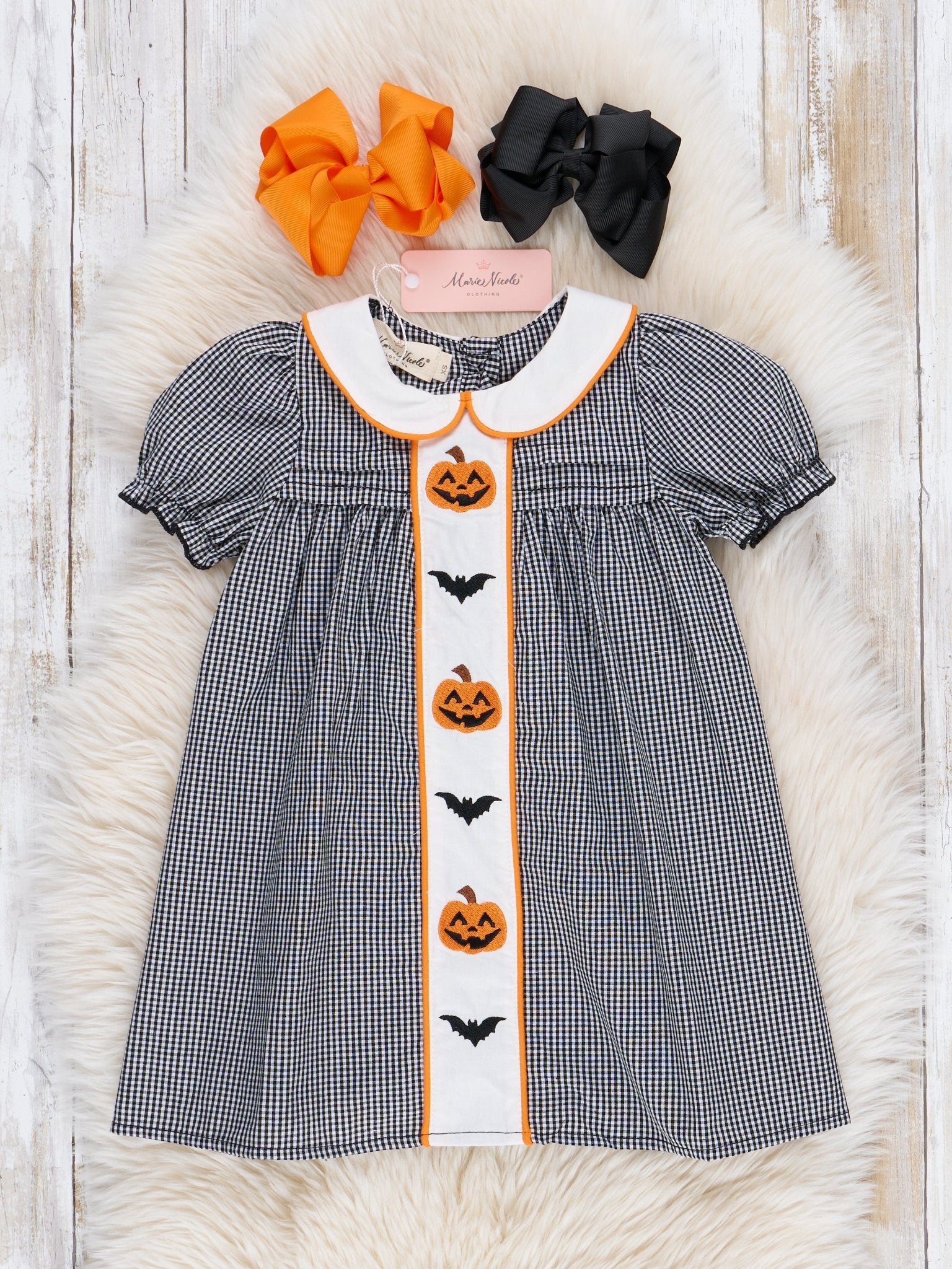 Black Gingham Bats & Jacks Dress - Marie Nicole Clothing