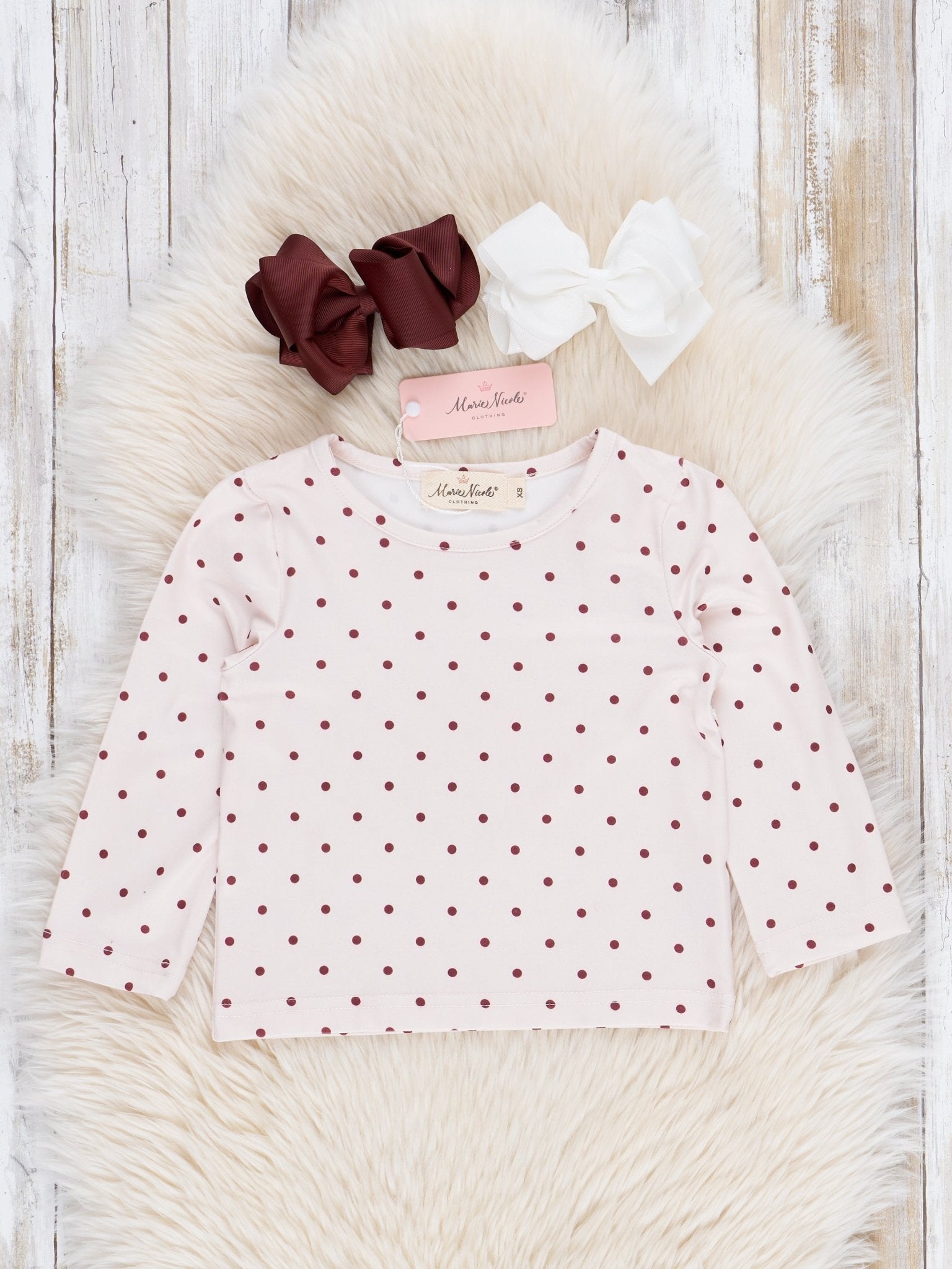 Brown Dots Turkey Ruffle Skirtall Set - Marie Nicole Clothing