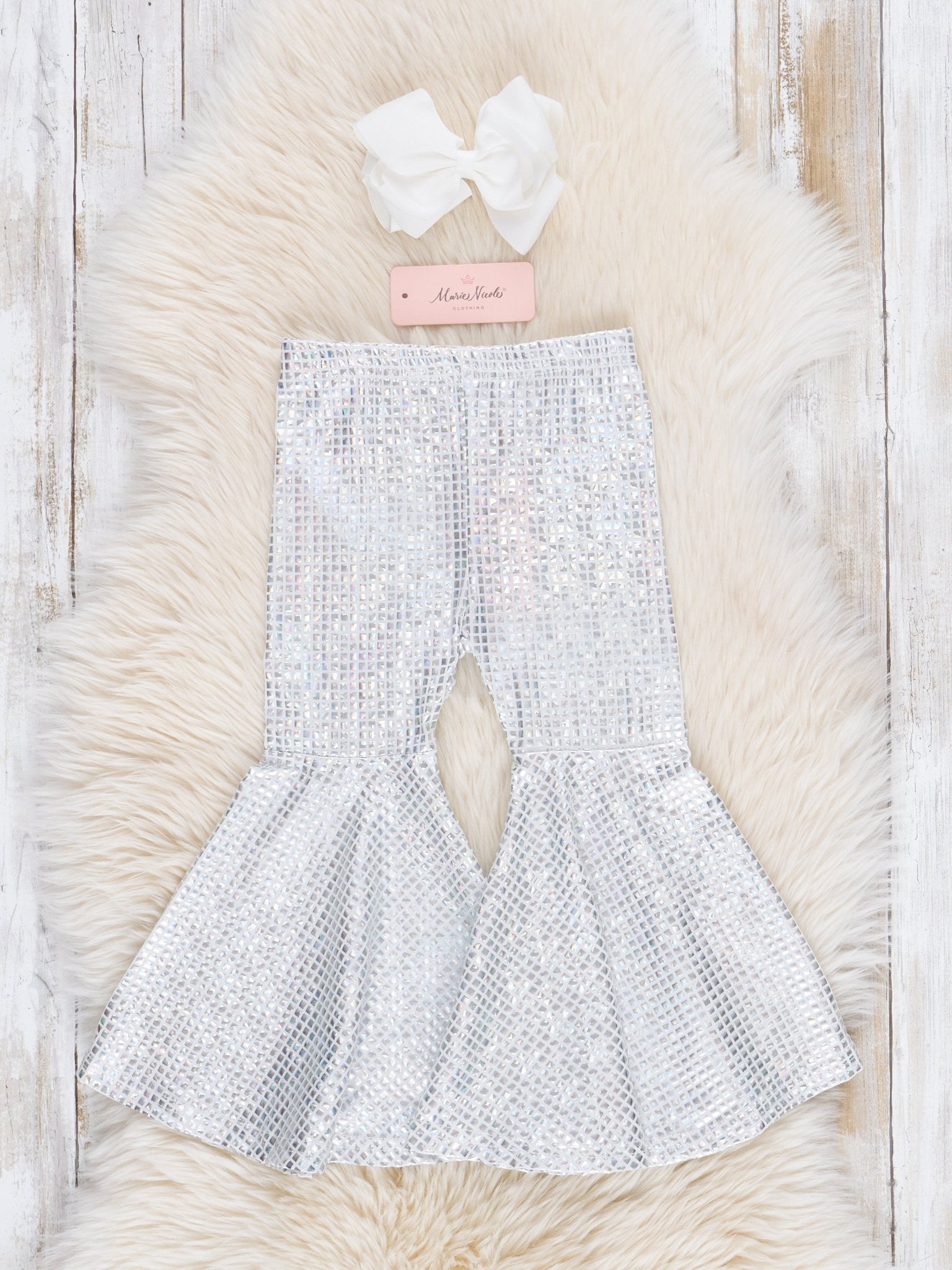 Silver Bell Bottom Pants - Marie Nicole Clothing