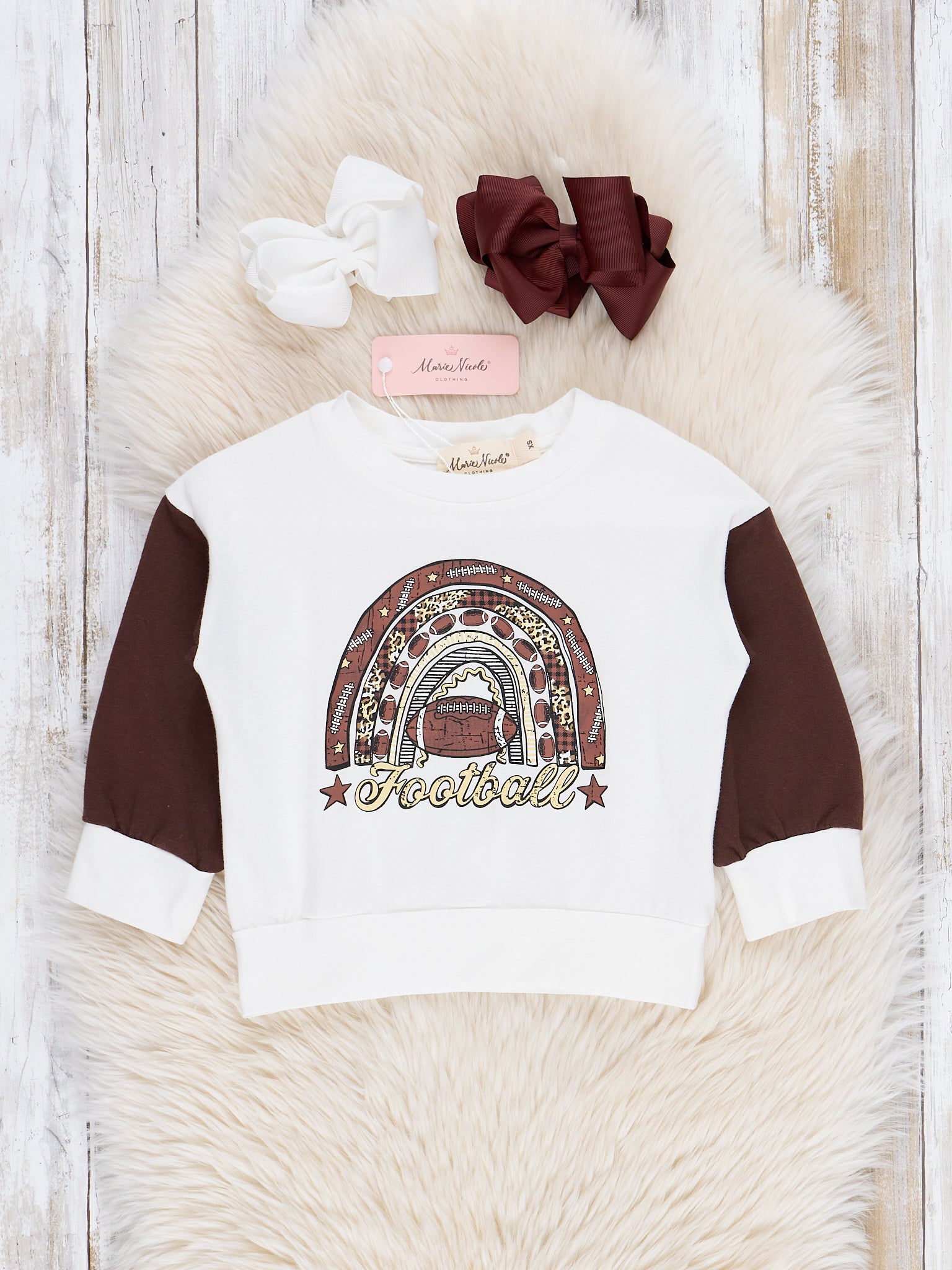 Brown Football Rainbow Shirt - Marie Nicole Clothing