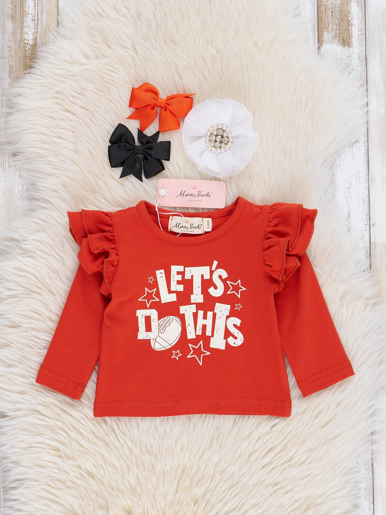 Orange & Black Football Bloomers Outfit - Marie Nicole Clothing