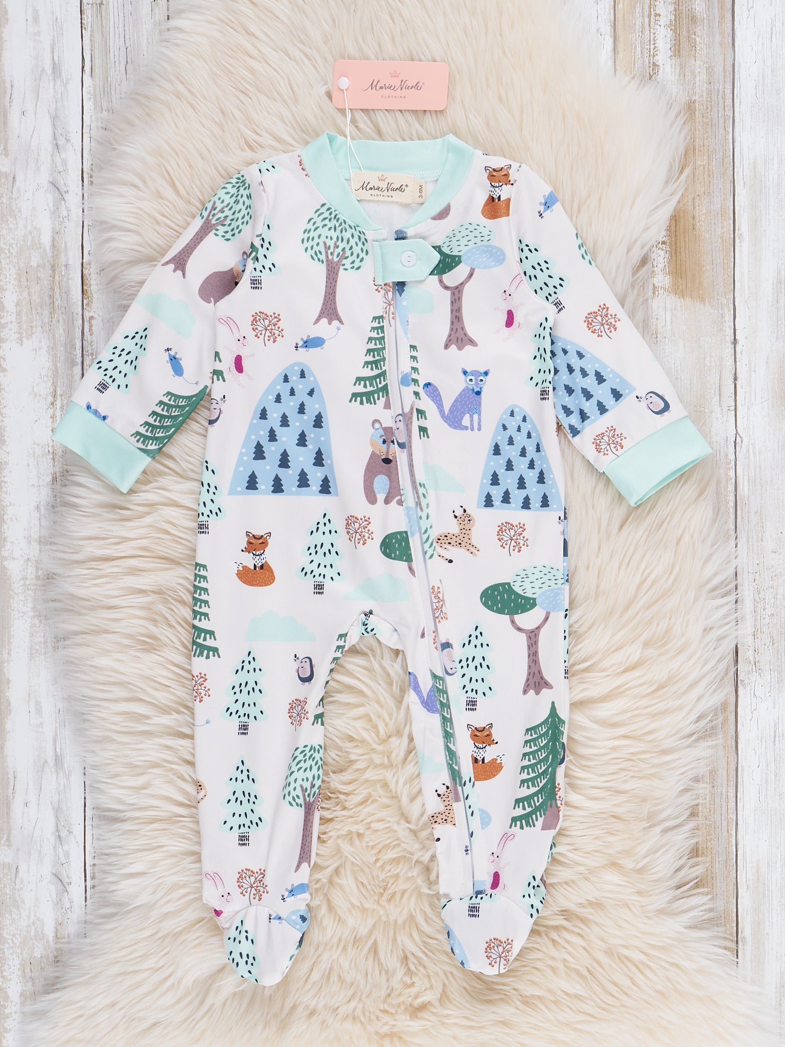 Little Explorer Forest Footed Sleeper Pajamas - Marie Nicole Clothing