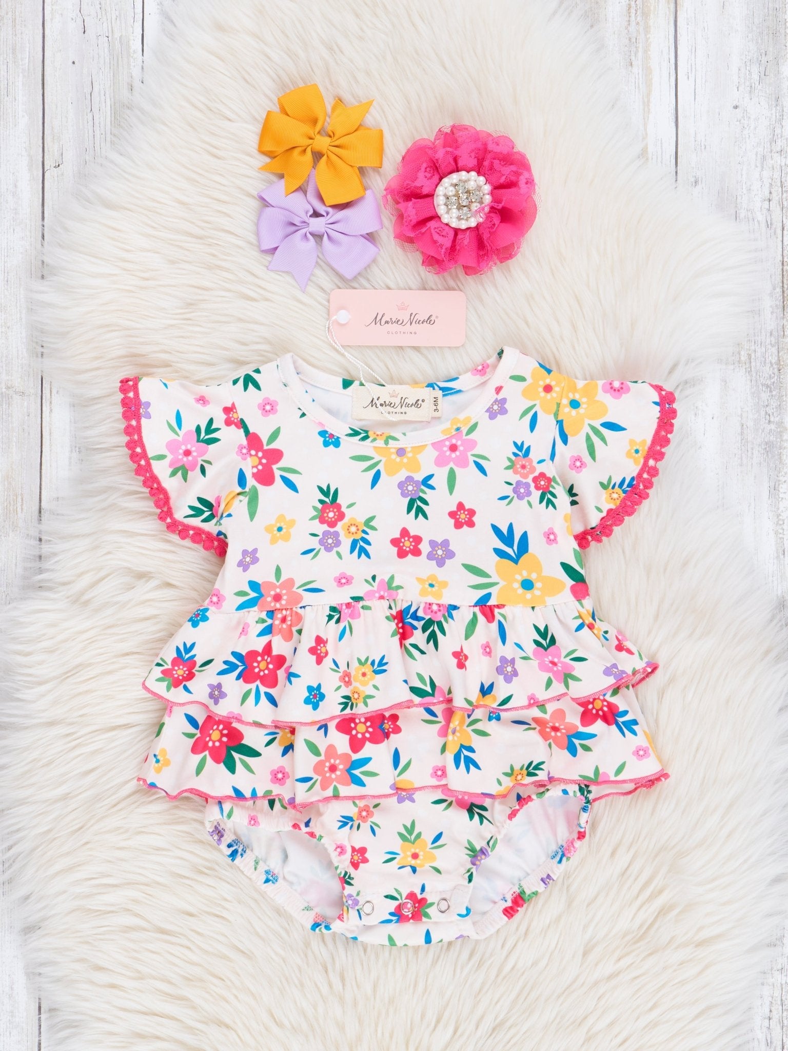 Floral Fiesta Ruffle Bubble Romper - Marie Nicole Clothing