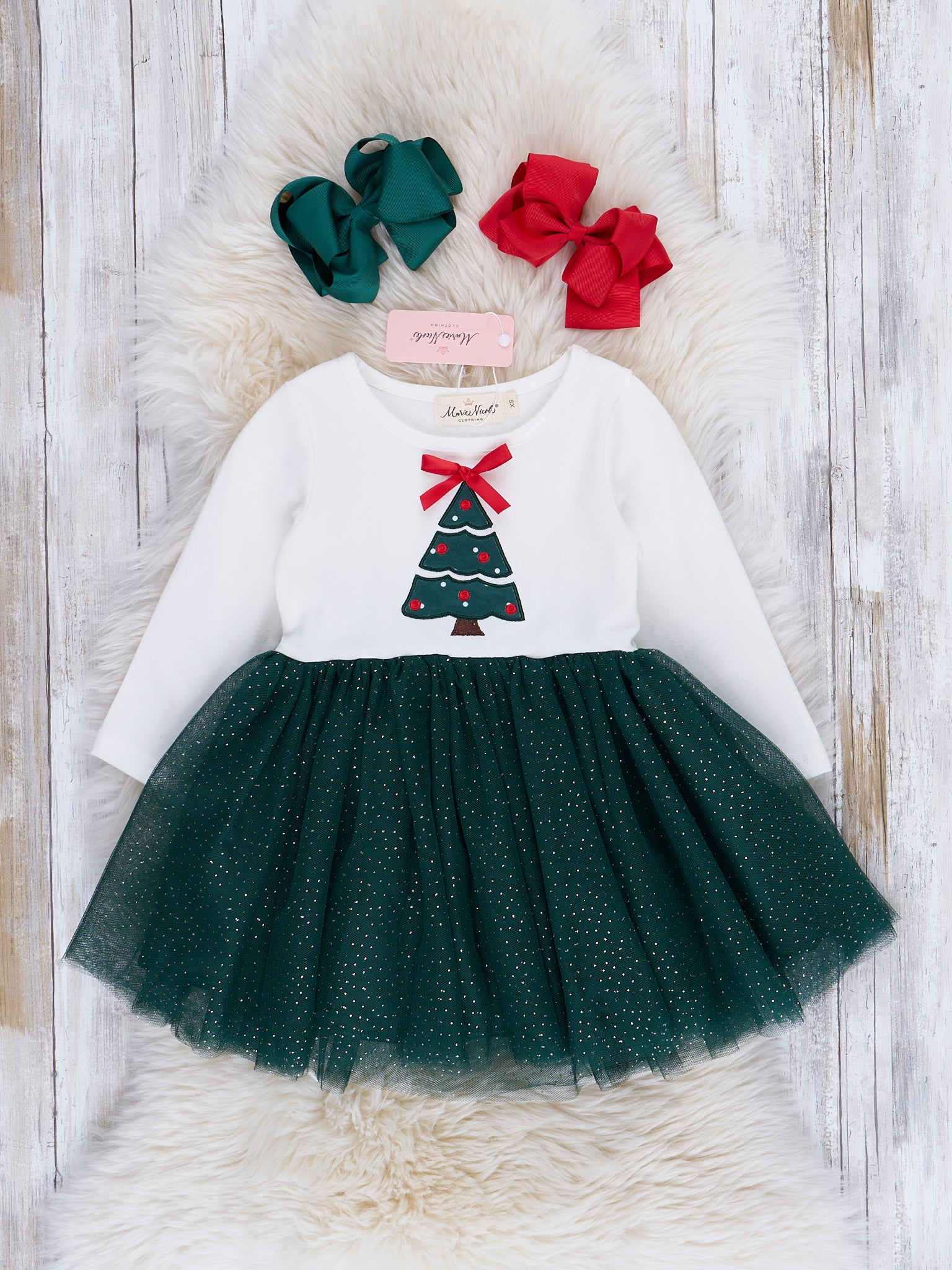 Green Christmas Tree Tulle Swing Dress Marie Nicole Clothing Green Christmas Tree Tulle Swing Dress Marie Nicole Clothing