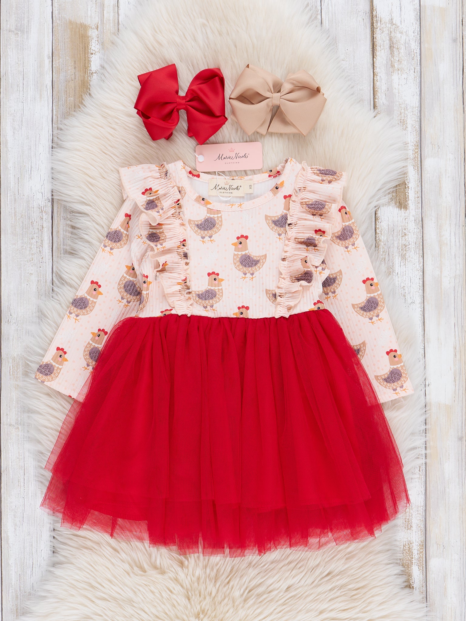 Red Chicken Tulle Dress Marie Nicole Clothing Red Chicken Tulle Dress Marie Nicole Clothing