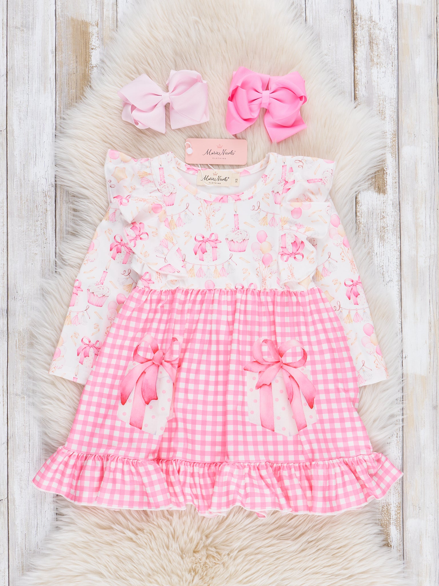 Pink Gingham Birthday Gifts Ruffle Dress Pink Gingham Birthday Gifts Ruffle Dress