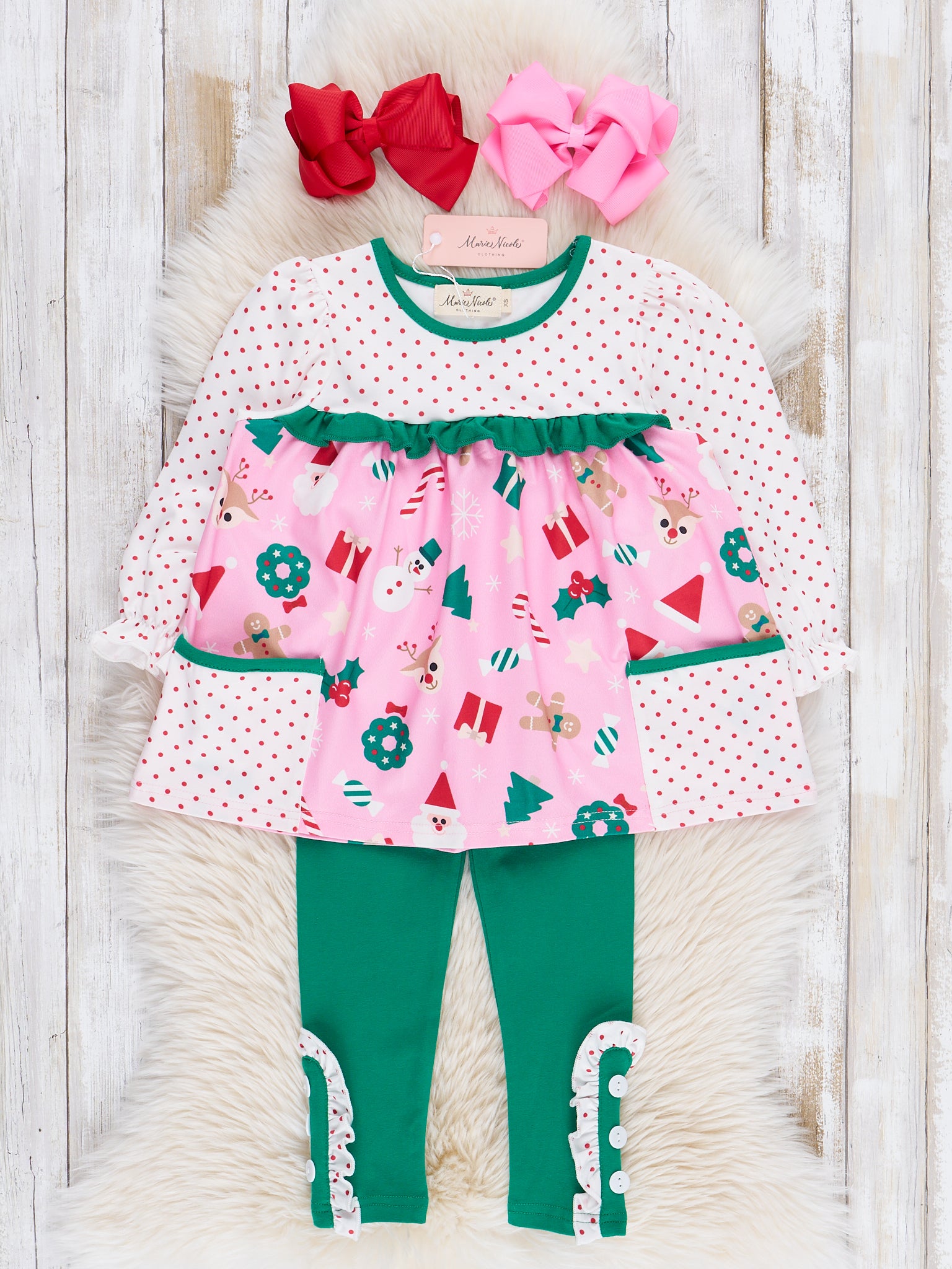 pink and green christmas dress Red & Green 1950s Christmas Polka Dots Dress