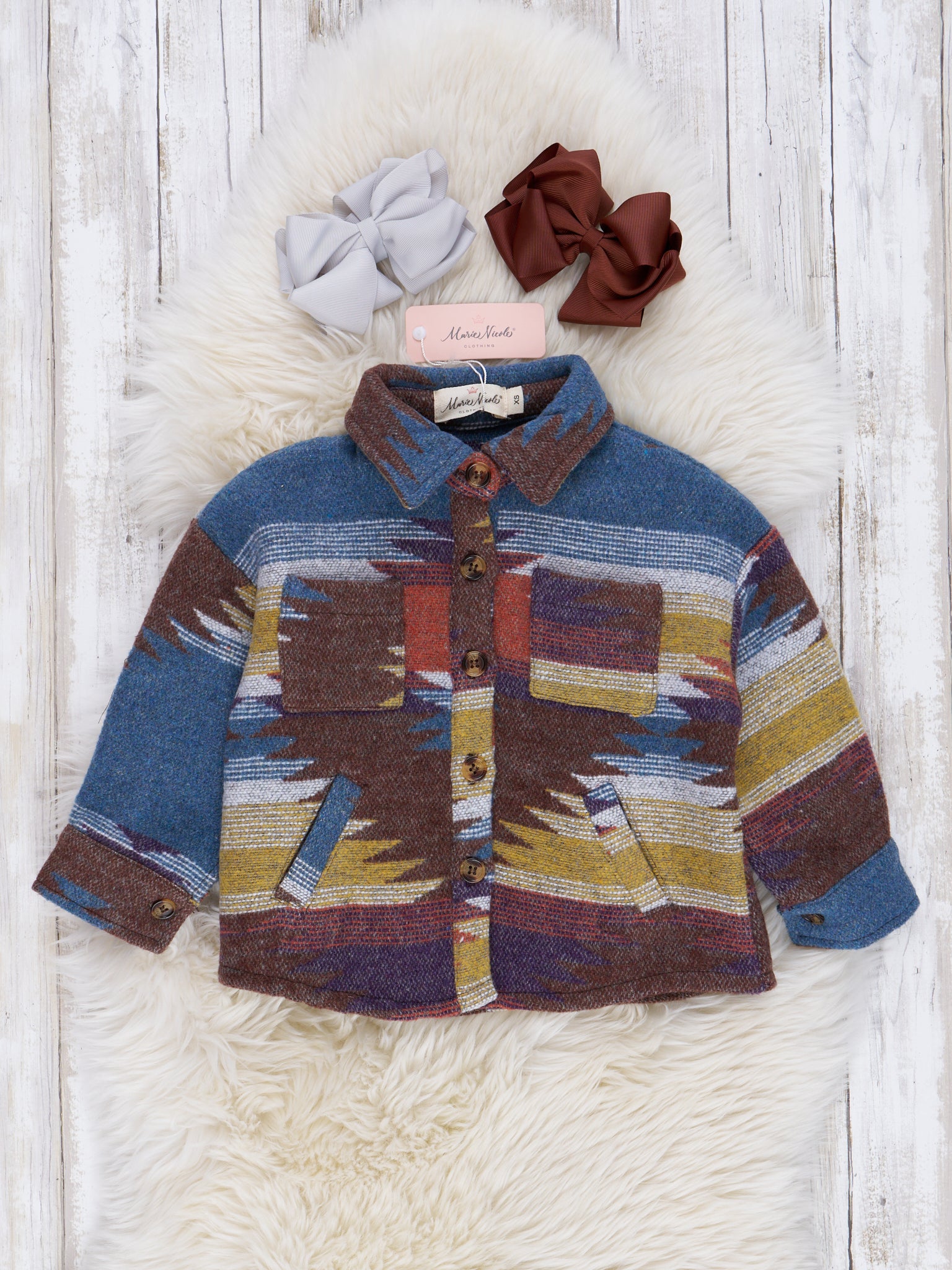 Mom & Me Turquoise Aztec Print Shacket – Marie Nicole Clothing