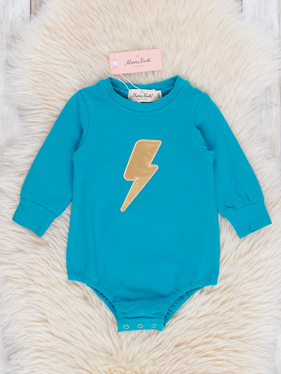 Teal Lightning Bolt Bubble Marie Nicole Clothing