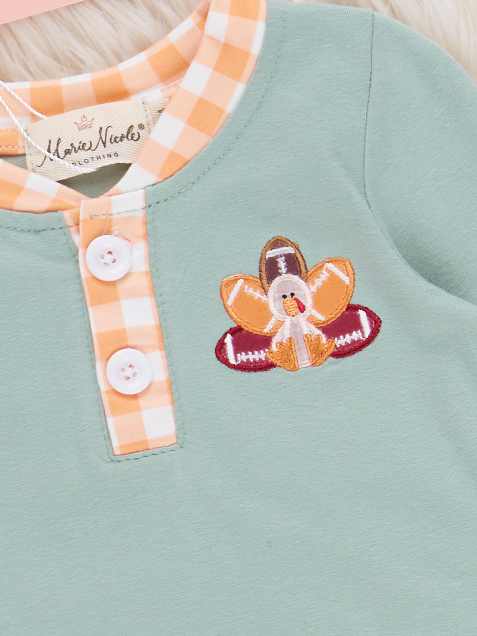 Football Feathers Embroidered Onesie - Marie Nicole Clothing
