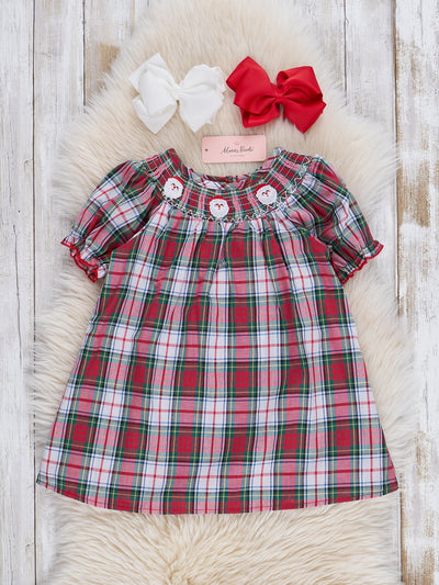 Vintage Christmas Plaid Smocked Dress