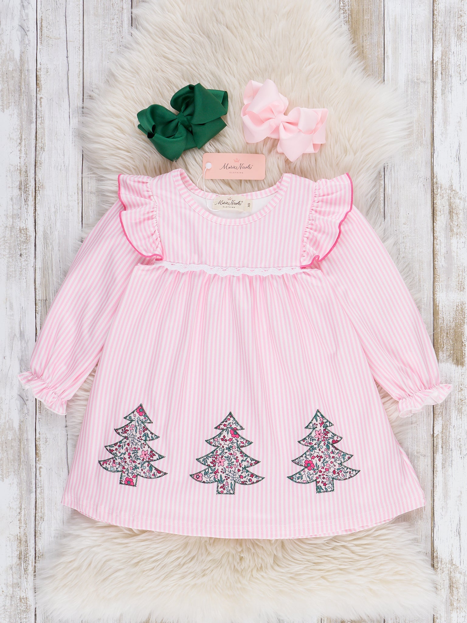marie nicole christmas dress Swiss Dot Overlay Christmas Tree Dress