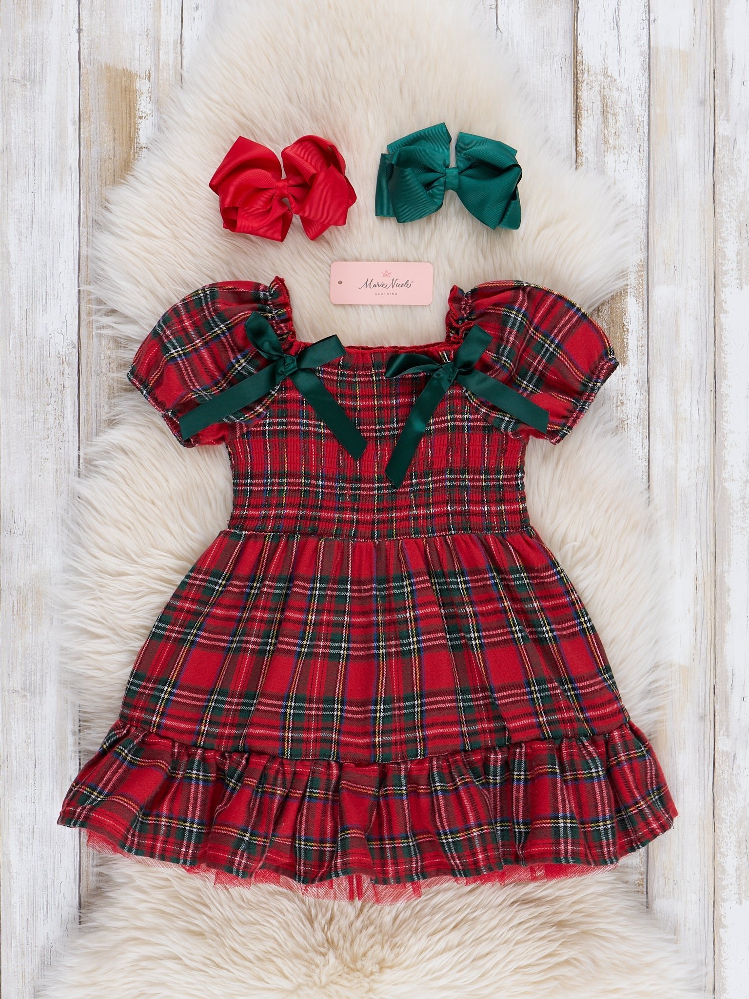 Red & Green Smocked Christmas Tartan Ruffle Dress XXXXL(8yrs) Red & Green Smocked Christmas Tartan Ruffle Dress XXXXL(8yrs)