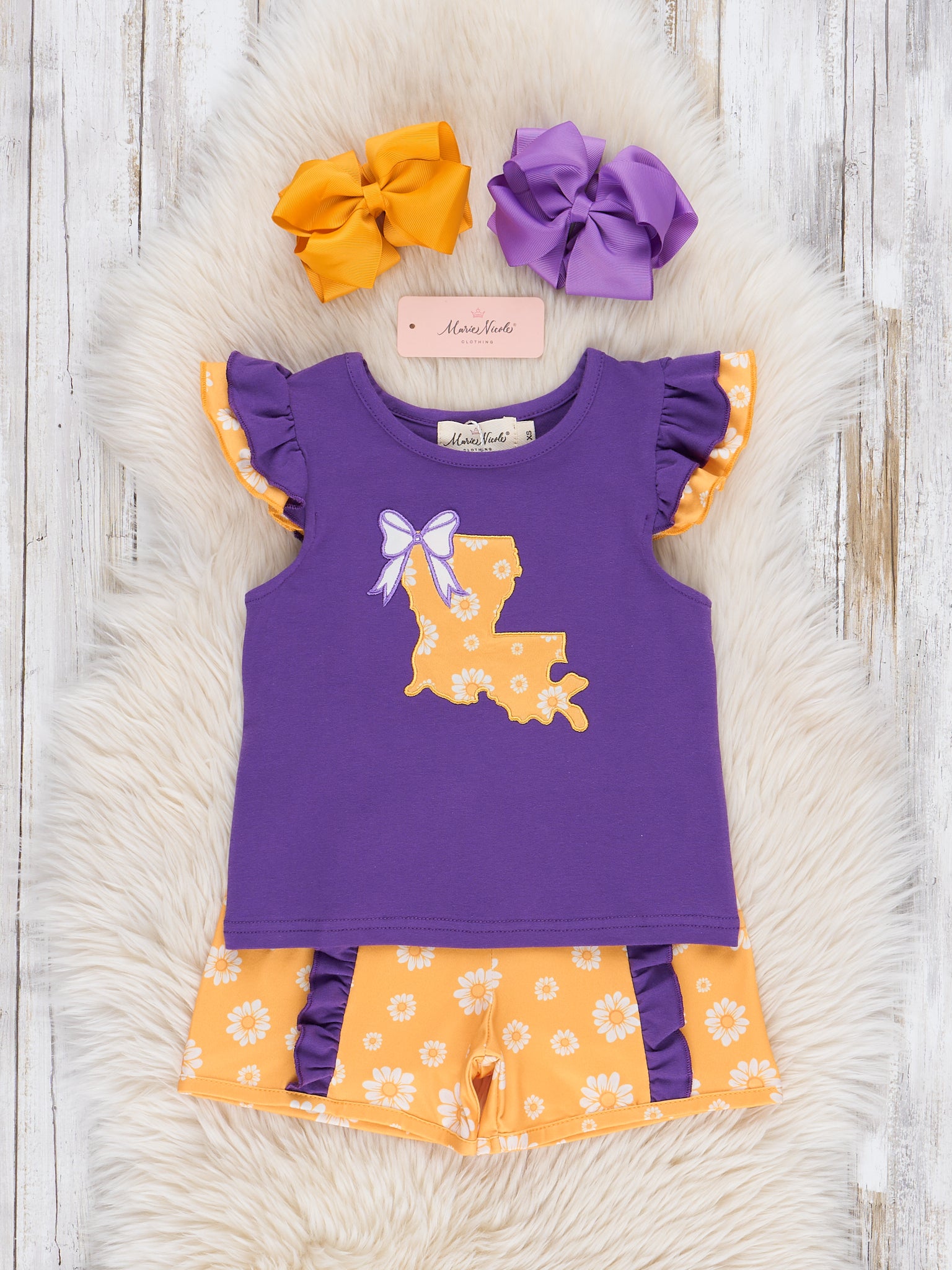 Louisiana Embroidered Floral Ruffle Outfit - Marie Nicole Clothing