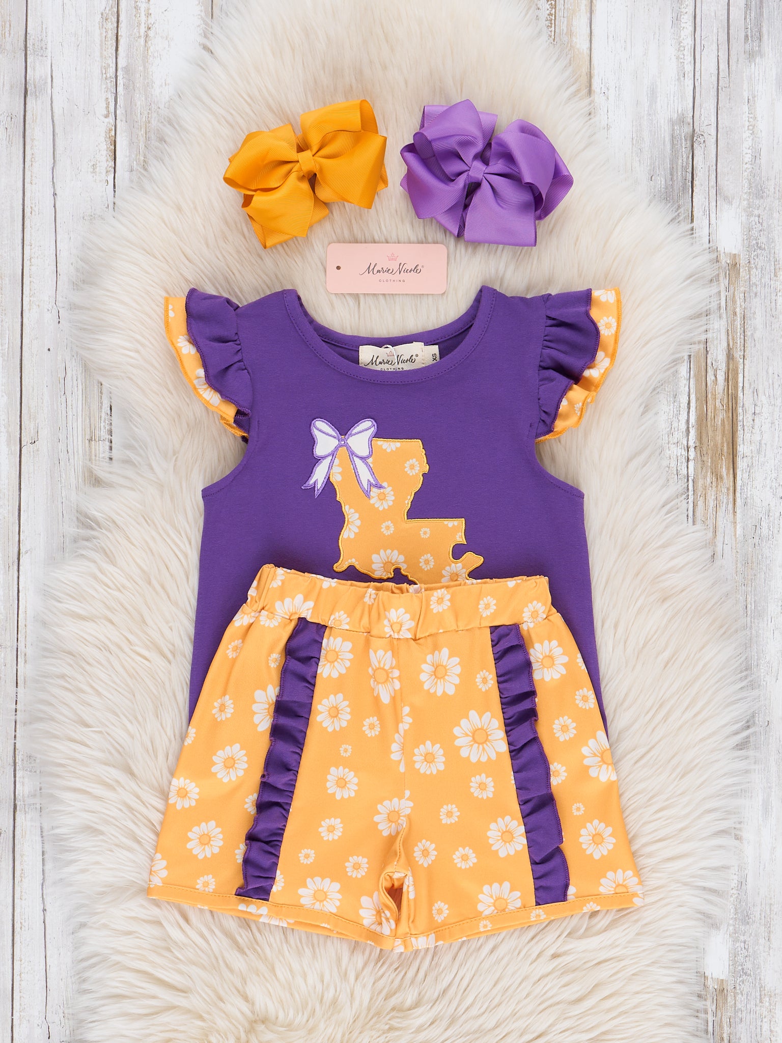 Louisiana Embroidered Floral Ruffle Outfit - Marie Nicole Clothing