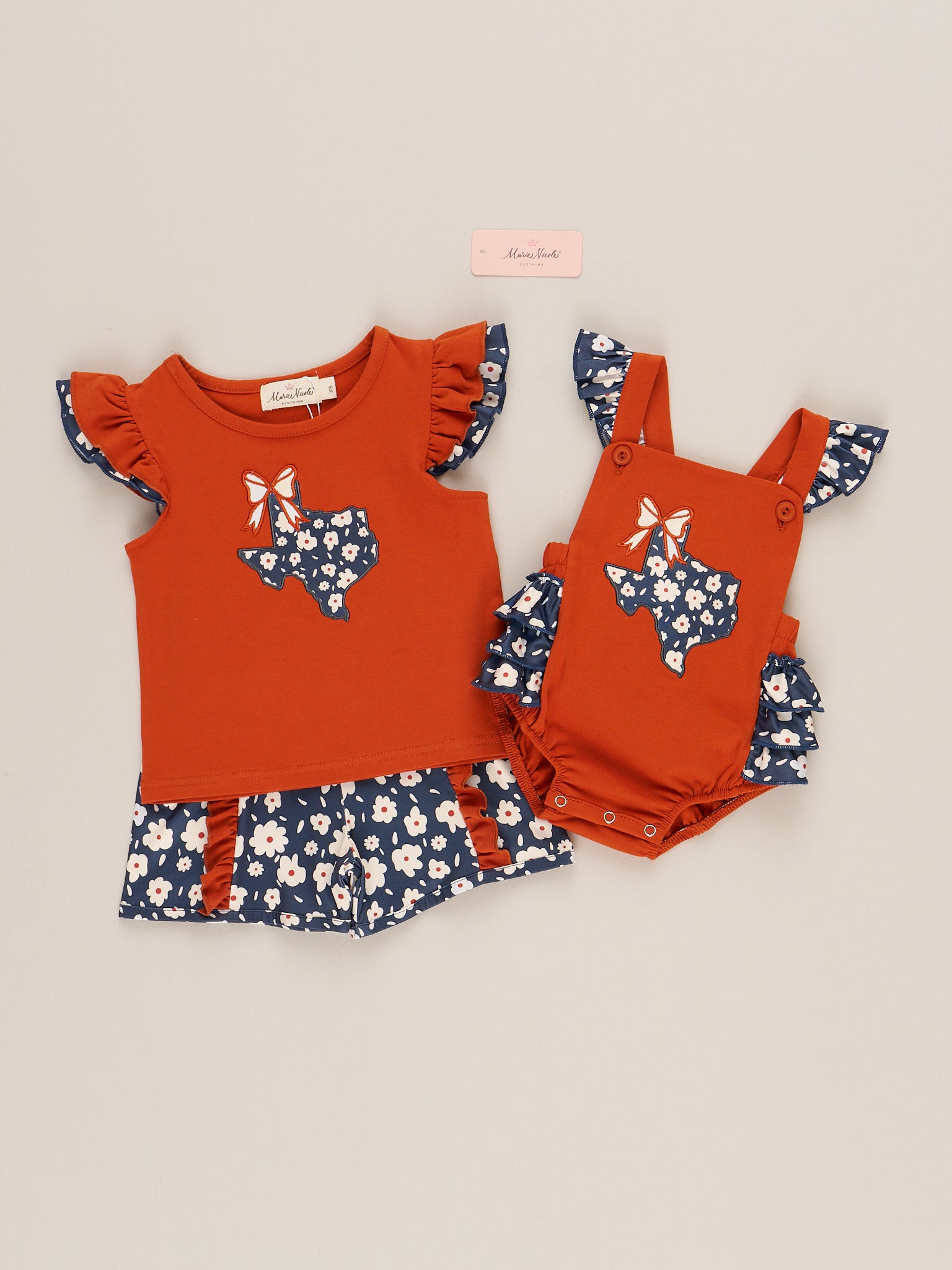 Texas Embroidered Floral Ruffle Outfit - Marie Nicole Clothing