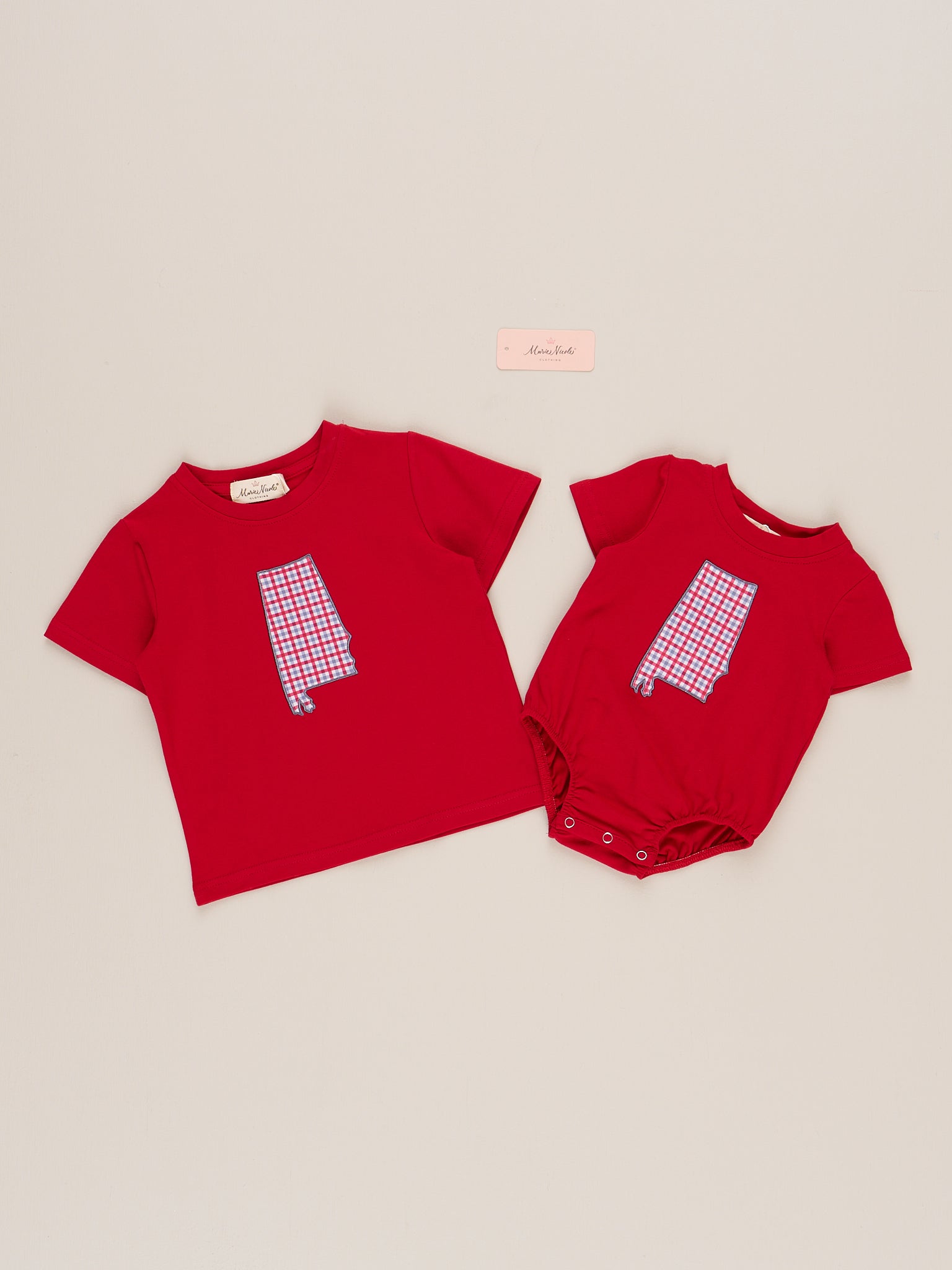 Alabama Embroidered Gingham Bubble Romper - Marie Nicole Clothing