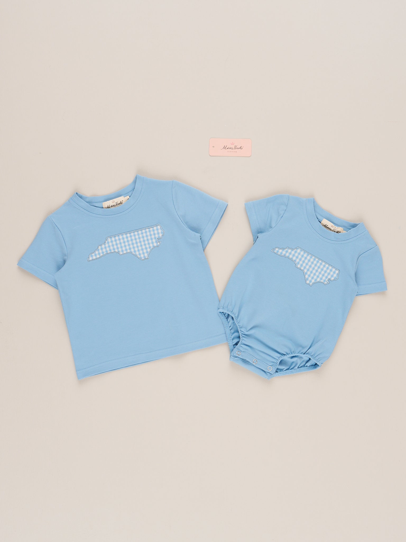 North Carolina Embroidered Gingham Shirt - Marie Nicole Clothing
