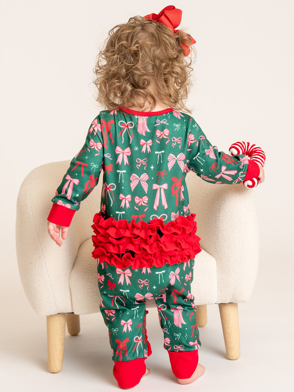 Merry Bows Ruffle Sleeper Pajamas - Marie Nicole Clothing
