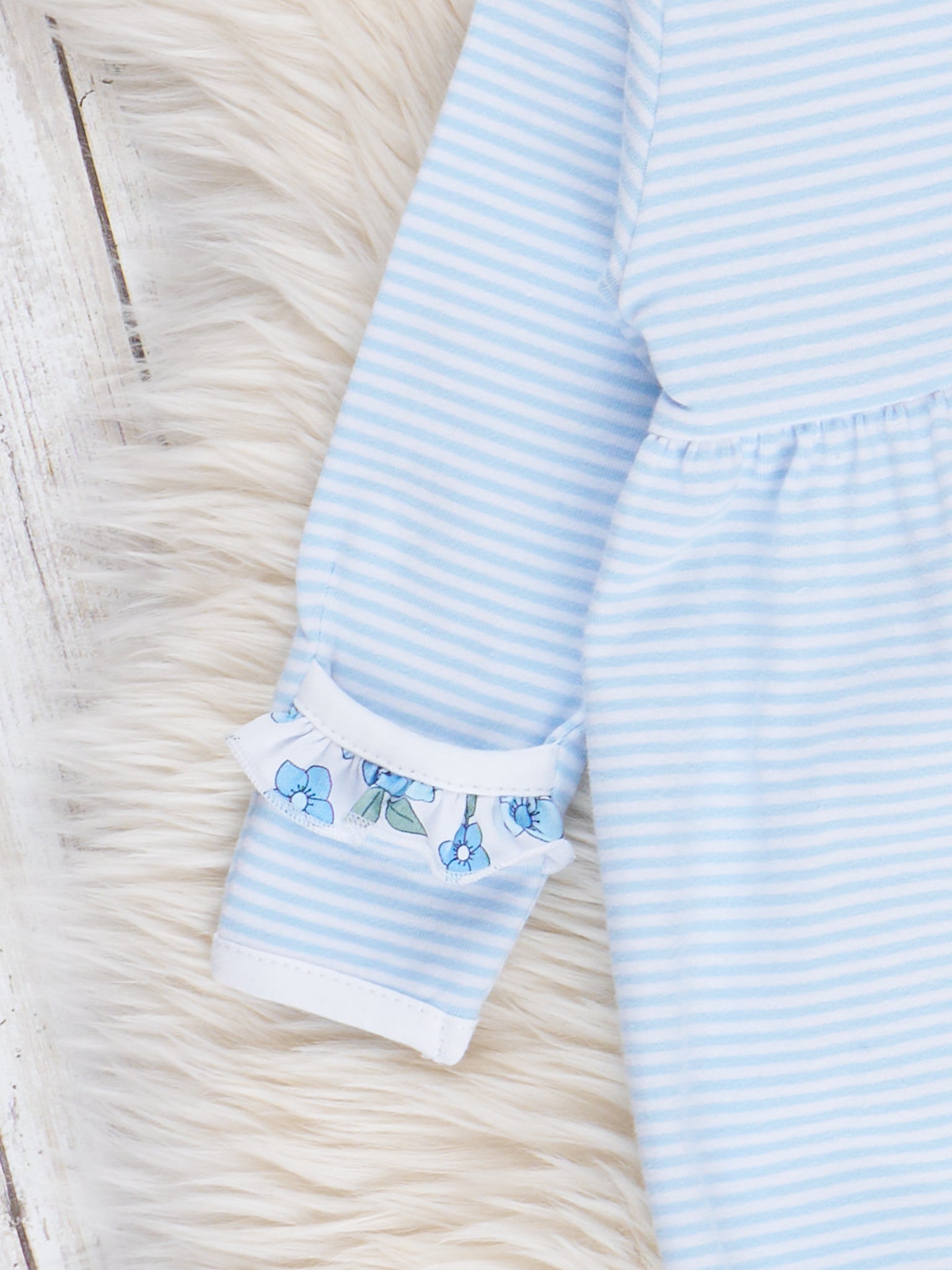 Cornflower Cottage Striped Ruffle Gown - Marie Nicole Clothing