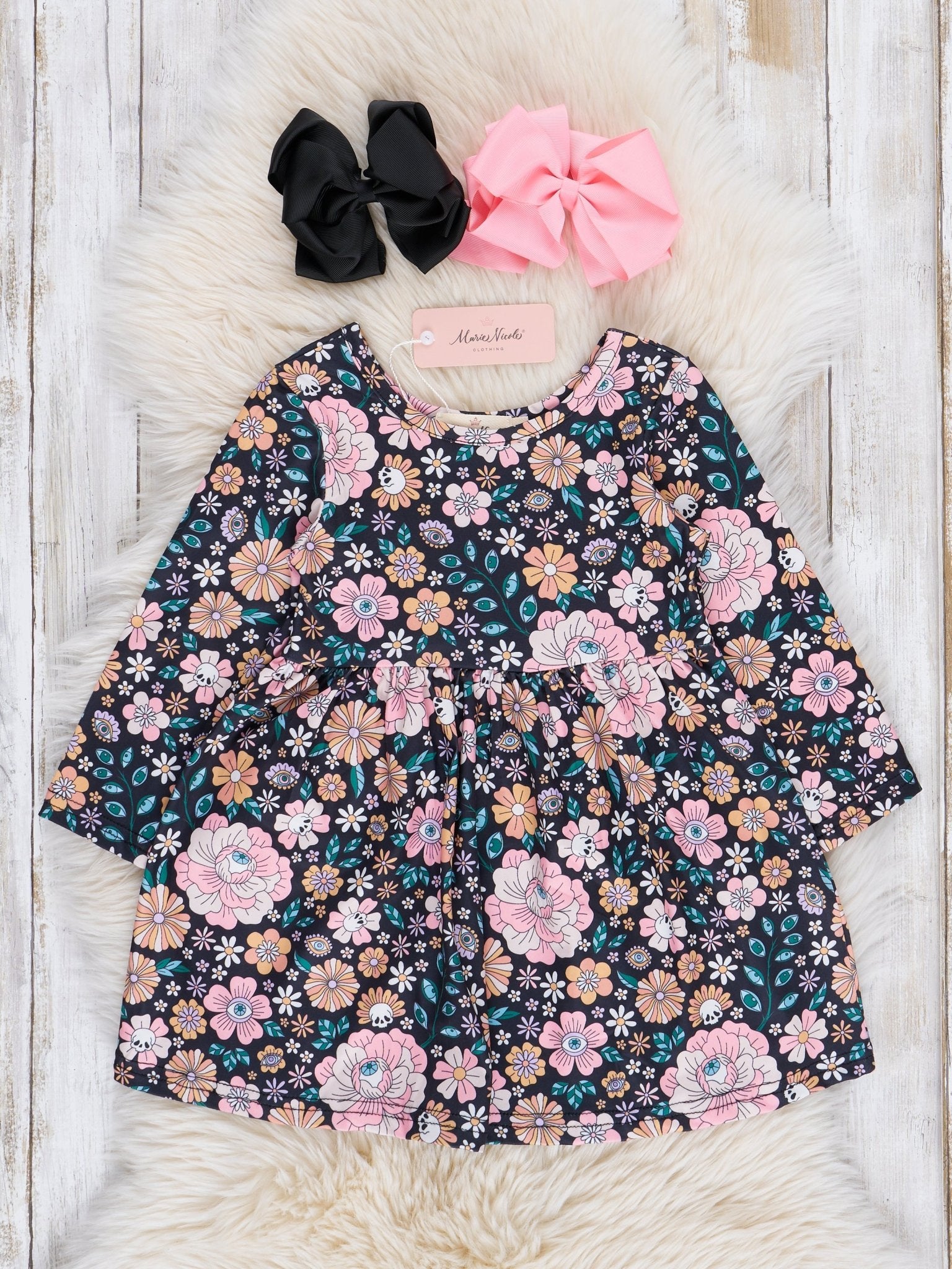Longsleeve Spooky Daisies Dress - Marie Nicole Clothing