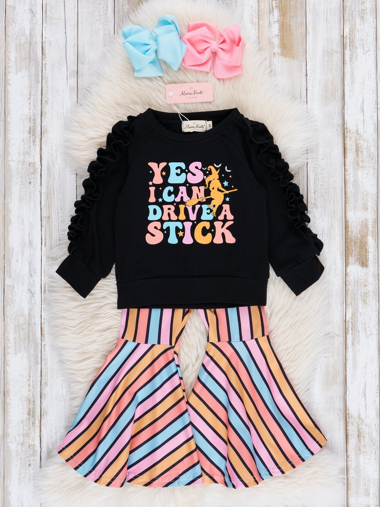 Bright Stripes Witchy Bell Bottom Outfit - Marie Nicole Clothing