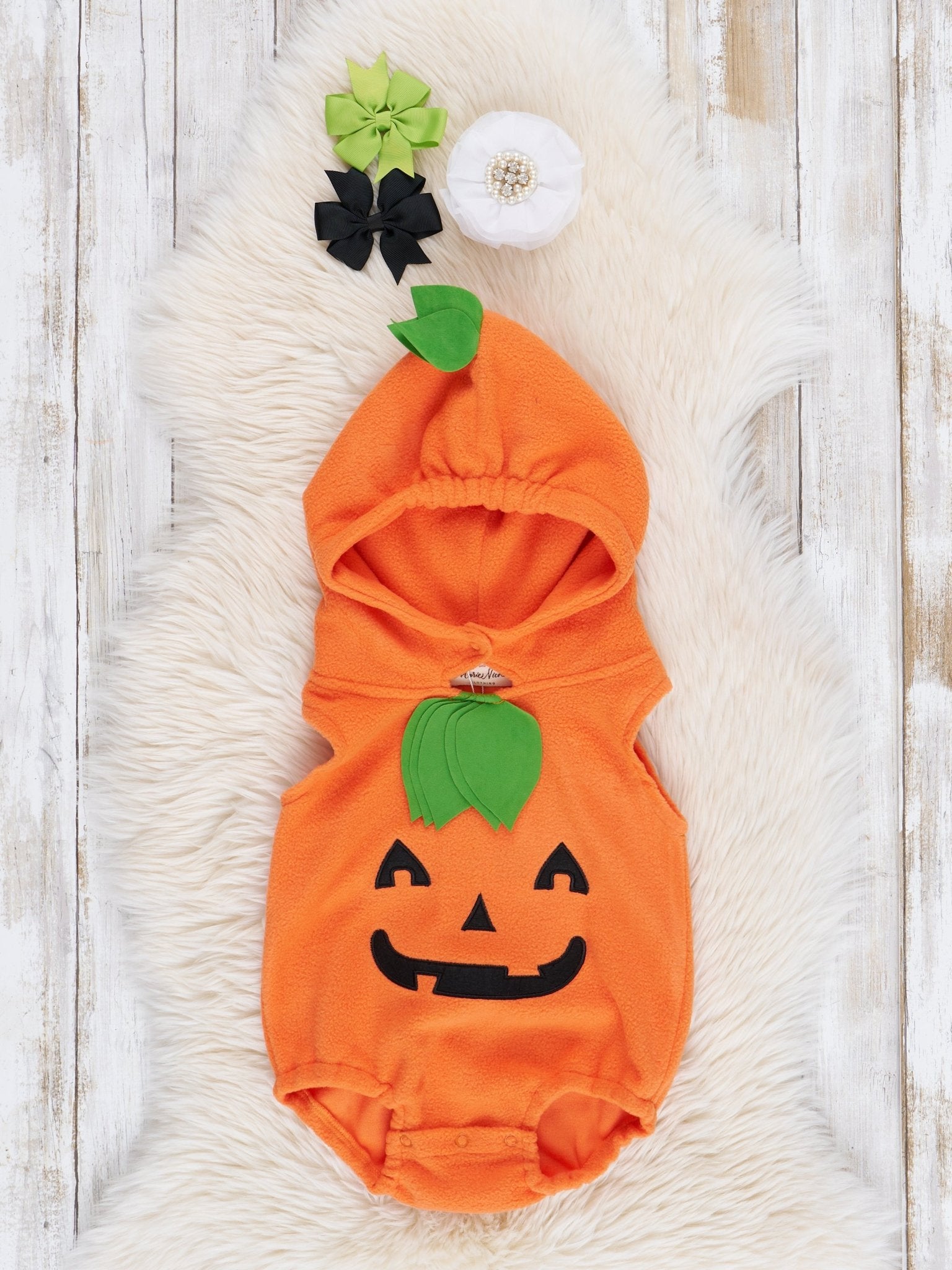 Fleece Pumpkin Romper Costume - Unisex - Marie Nicole Clothing