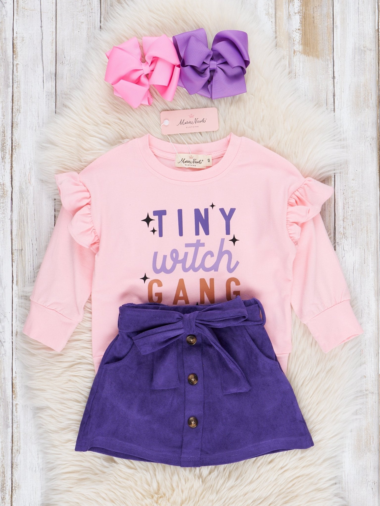 Pink & Purple "Tiny Witch Gang" Outfit - Marie Nicole Clothing