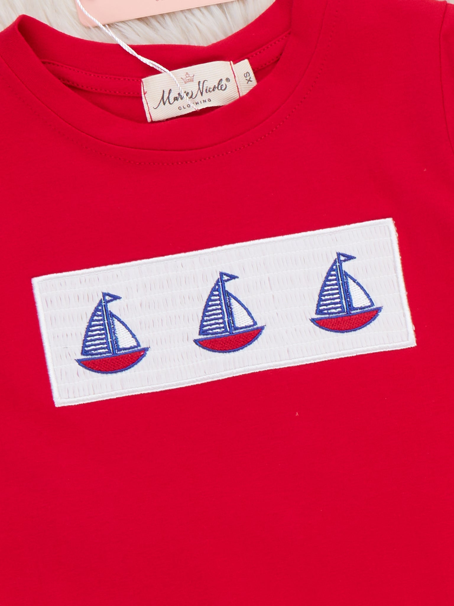 Sailboat Gingham Smocked Outfit - Marie Nicole Clothing