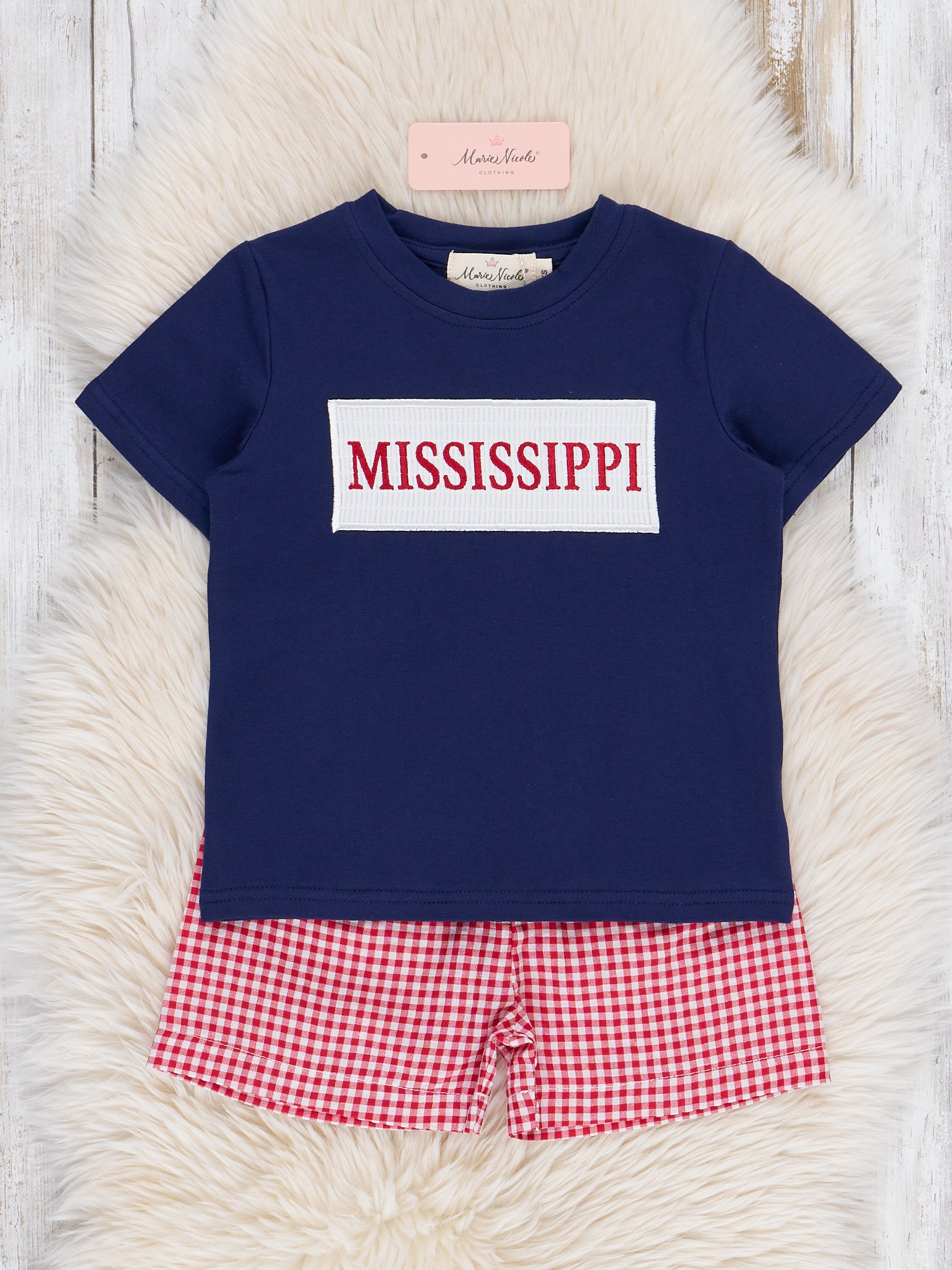 Mississippi Smocked Gingham Outfit - Marie Nicole Clothing
