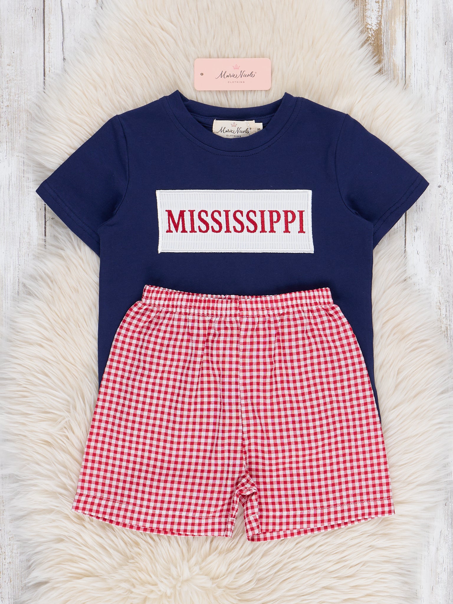 Mississippi Smocked Gingham Outfit - Marie Nicole Clothing