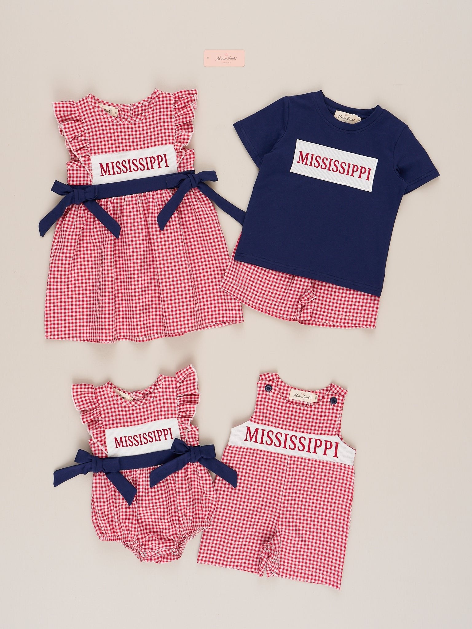 Mississippi Smocked Gingham Outfit - Marie Nicole Clothing