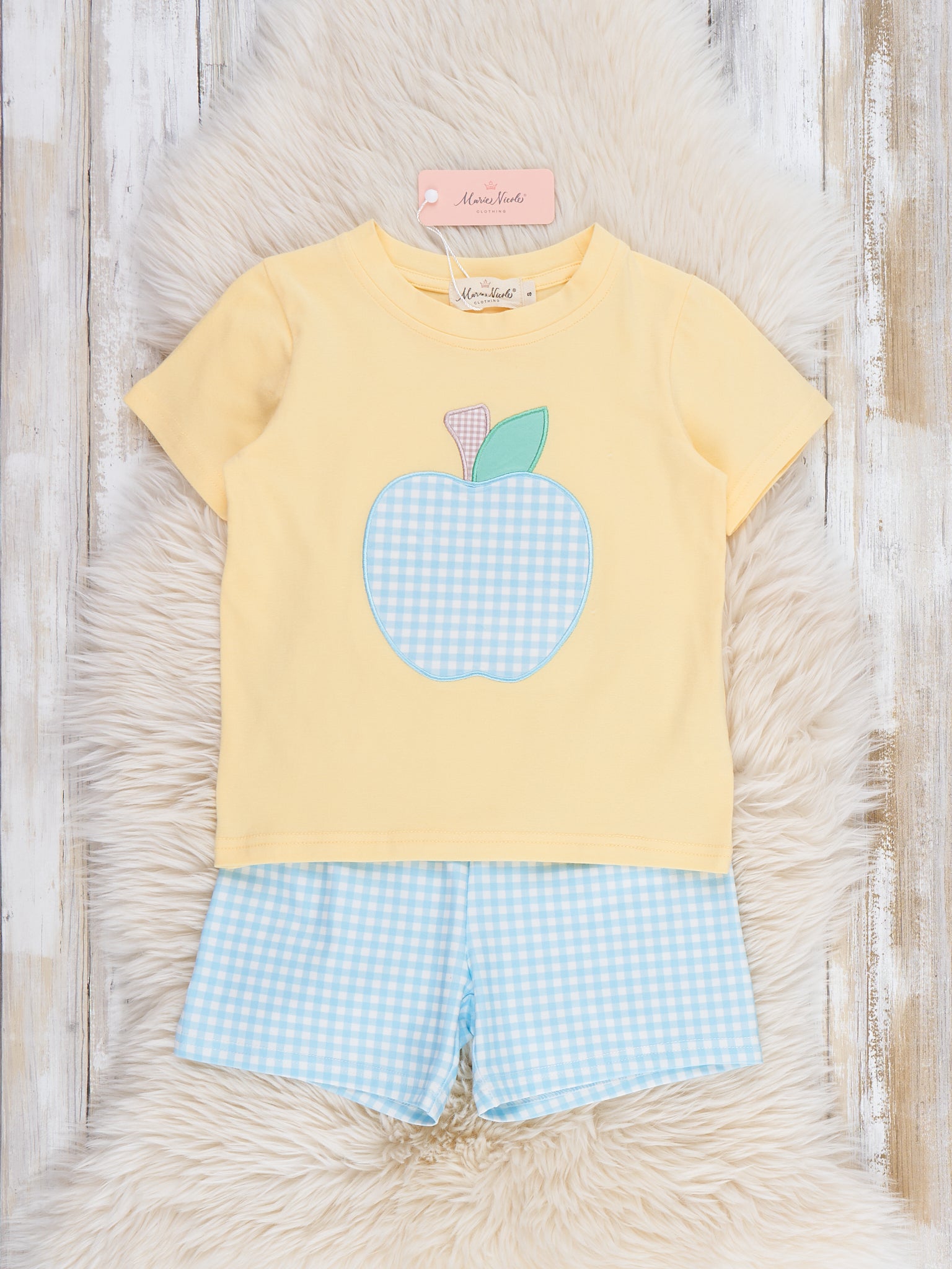 Apple Gingham Embroidered Outfit - Marie Nicole Clothing