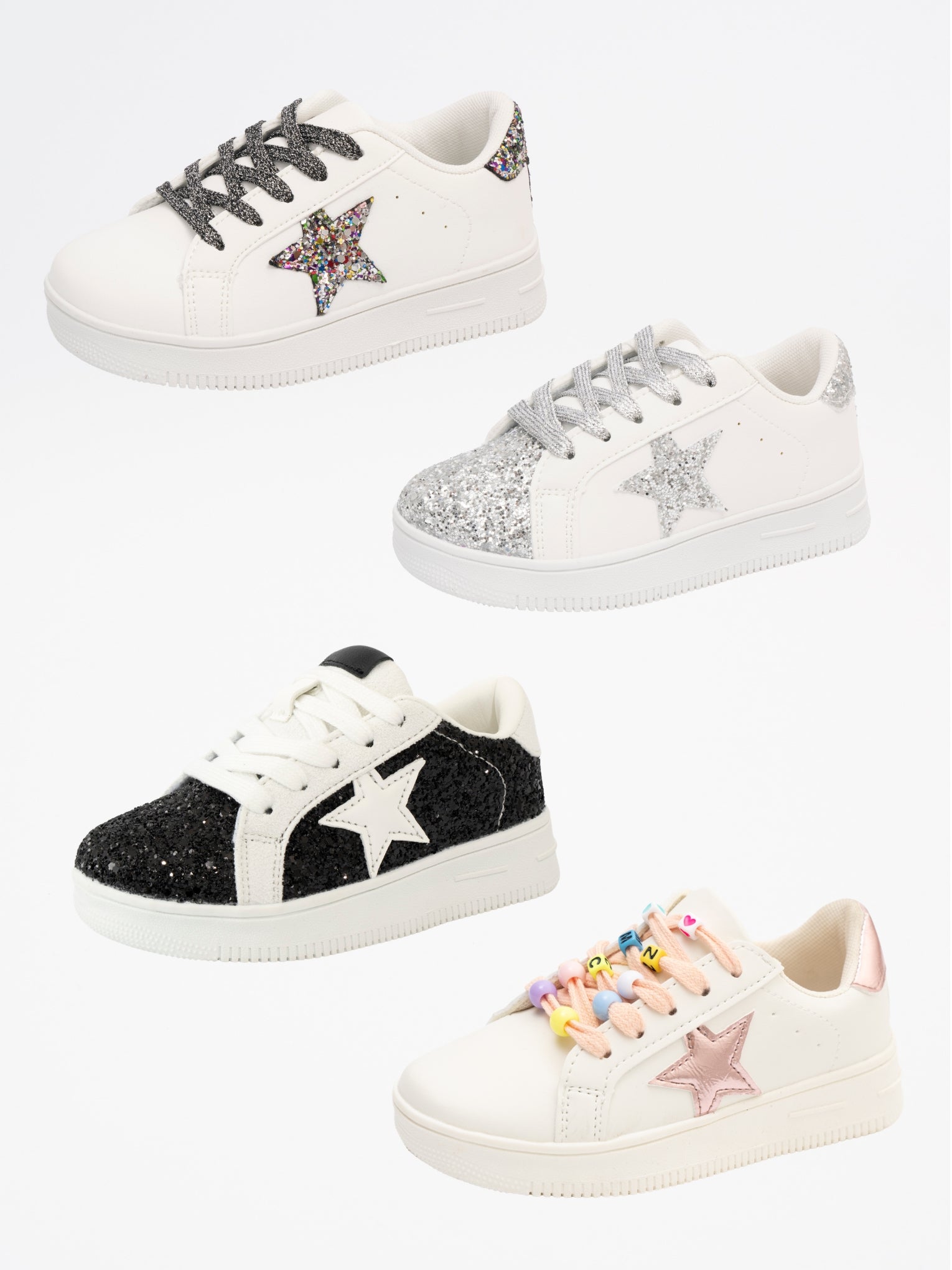 Girls' Sparkle Star Sneaker - Pink Shimmer - Marie Nicole Clothing