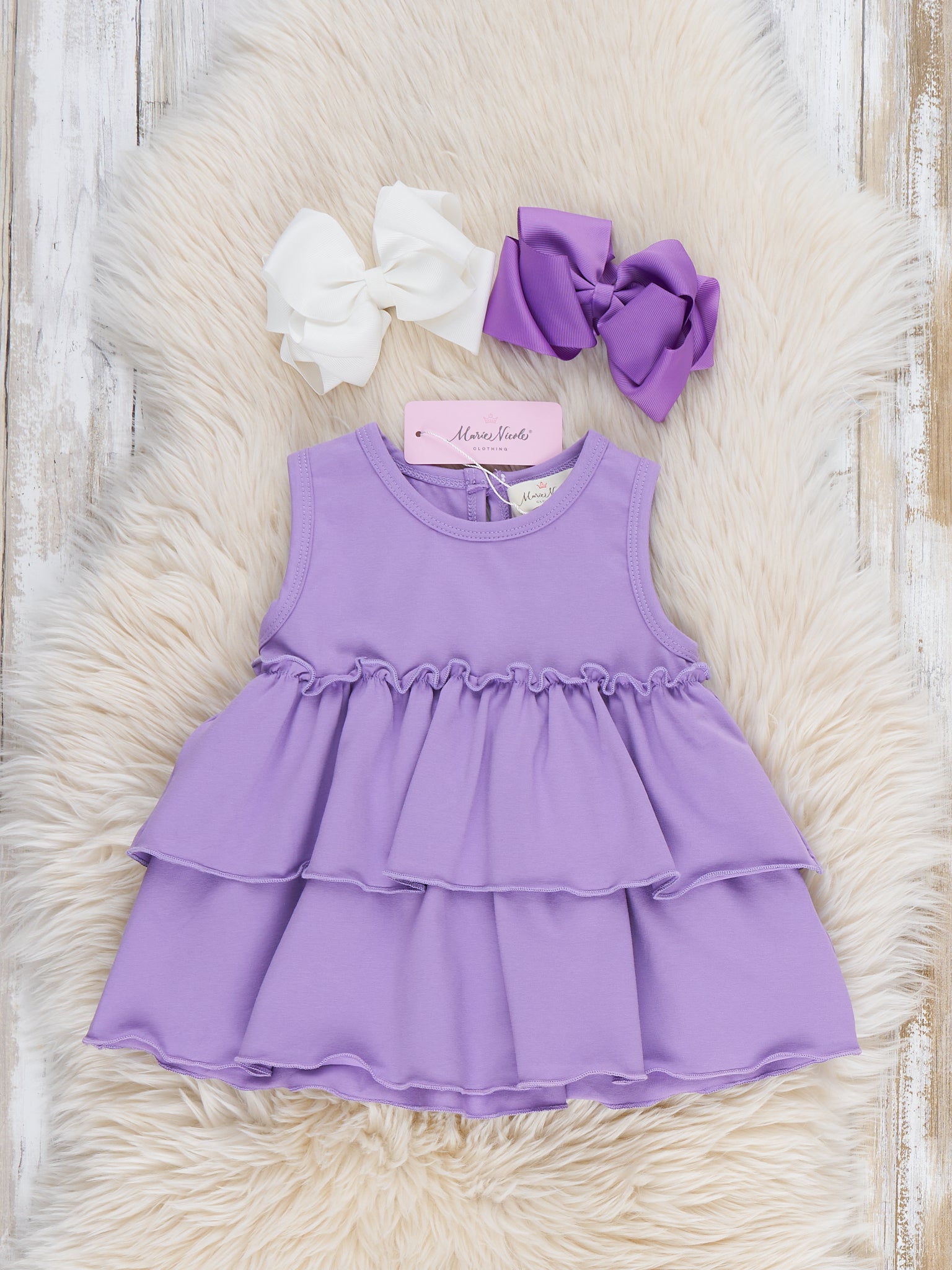 Tiered Cotton Ruffle Tank - Lavender - Marie Nicole Clothing