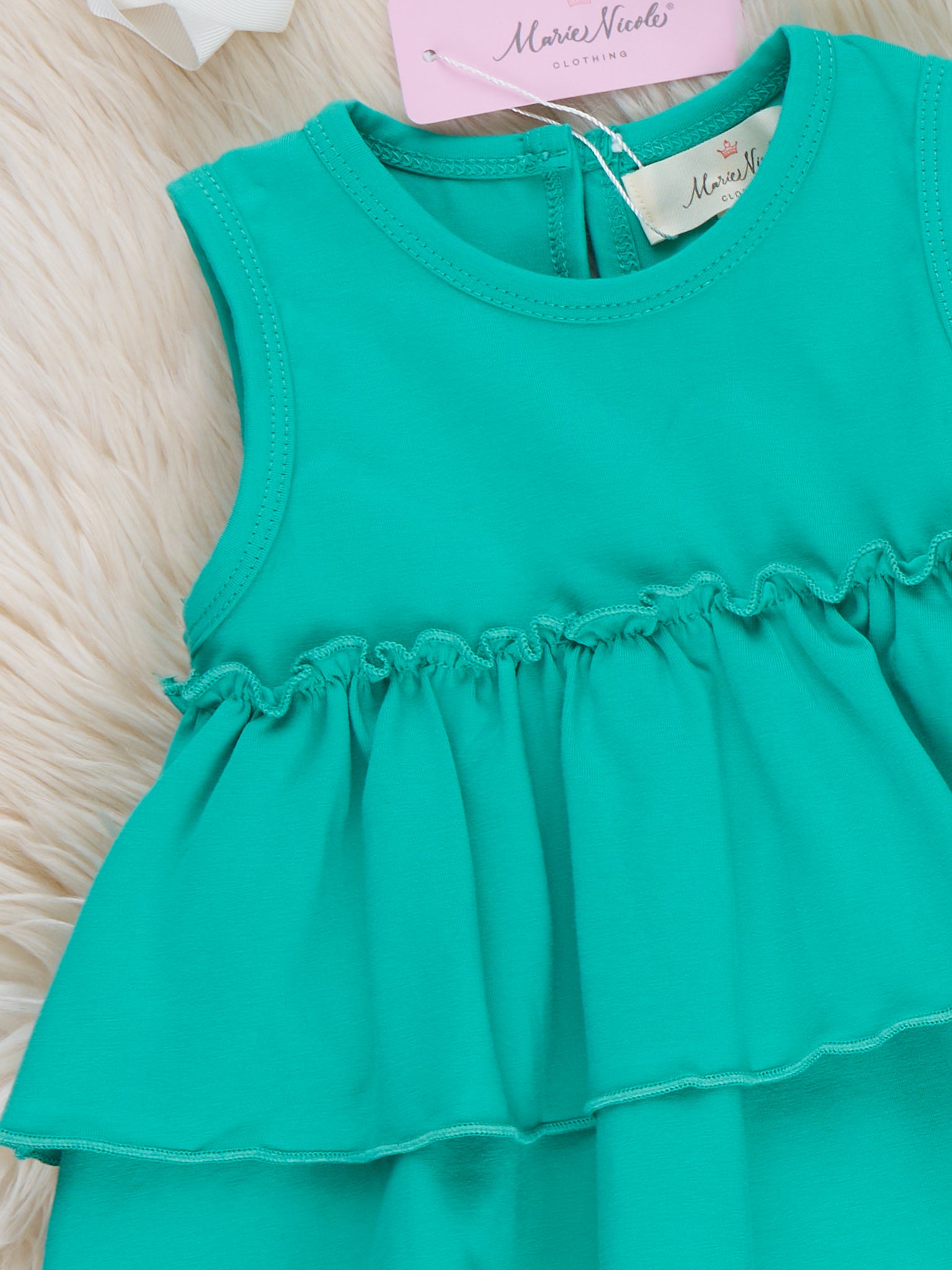 Tiered Cotton Ruffle Tank - Mermaid - Marie Nicole Clothing