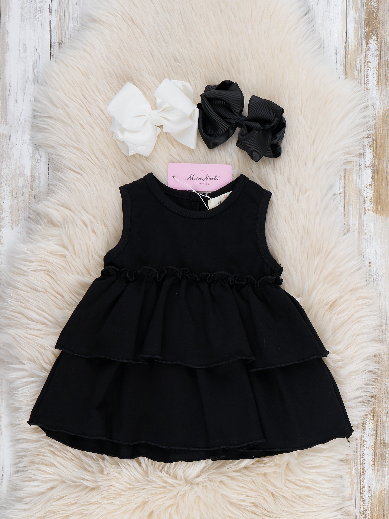Tiered Cotton Ruffle Tank - Black - Marie Nicole Clothing