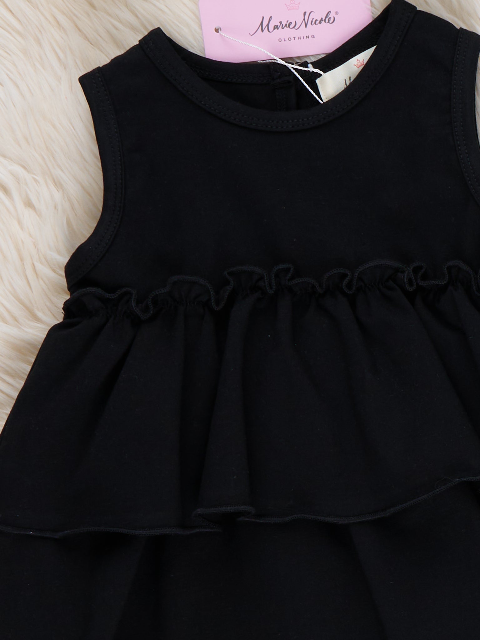 Tiered Cotton Ruffle Tank - Black - Marie Nicole Clothing