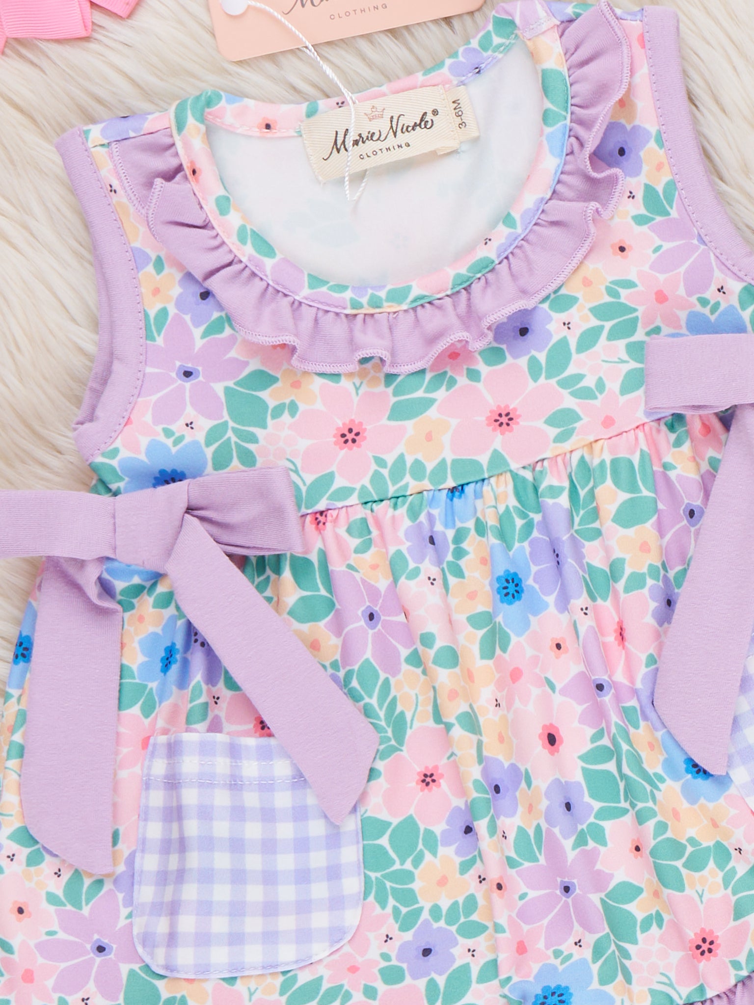 Blooming Breeze Ruffle Bow Bubble Romper - Marie Nicole Clothing