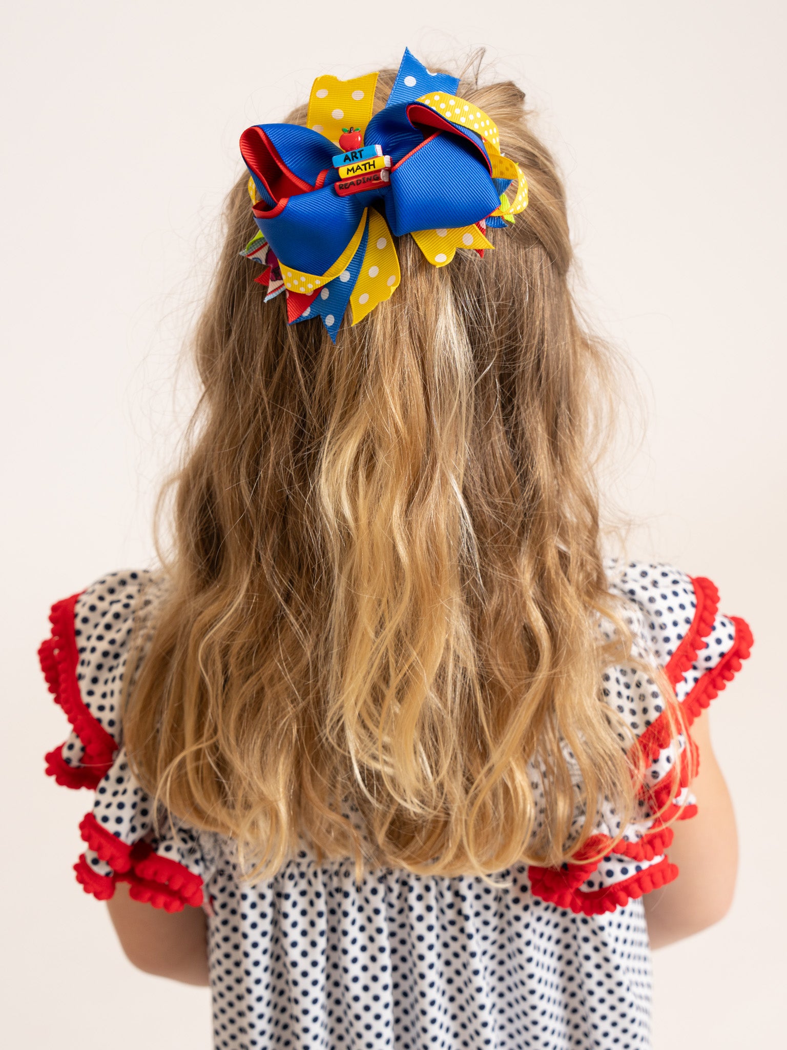 Blue Class in Session Ribbon Bow - Marie Nicole Clothing