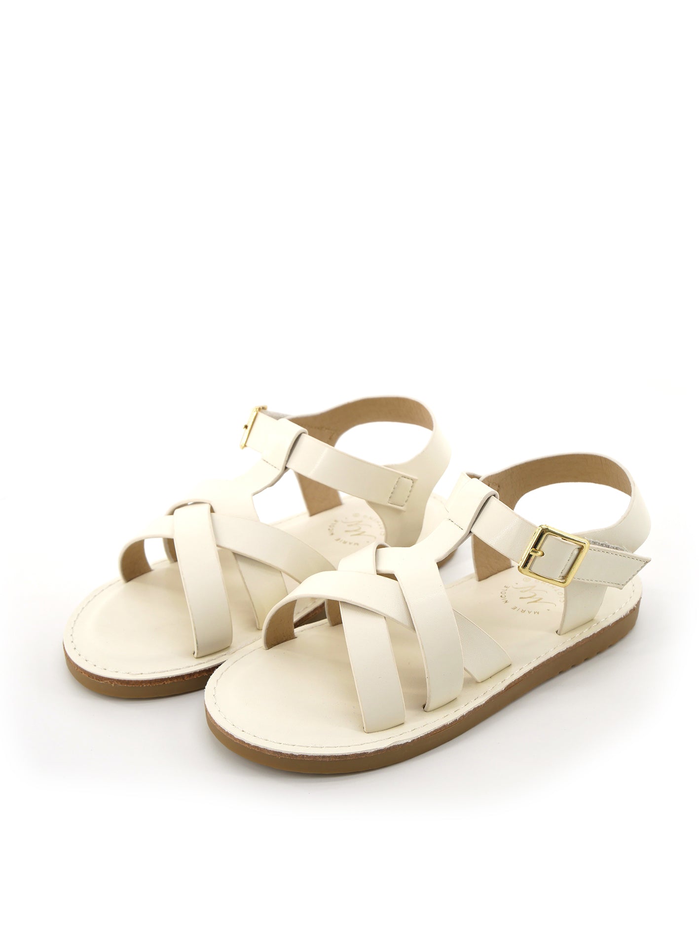 Layered Criss - Cross Front Sandals - White - Marie Nicole Clothing