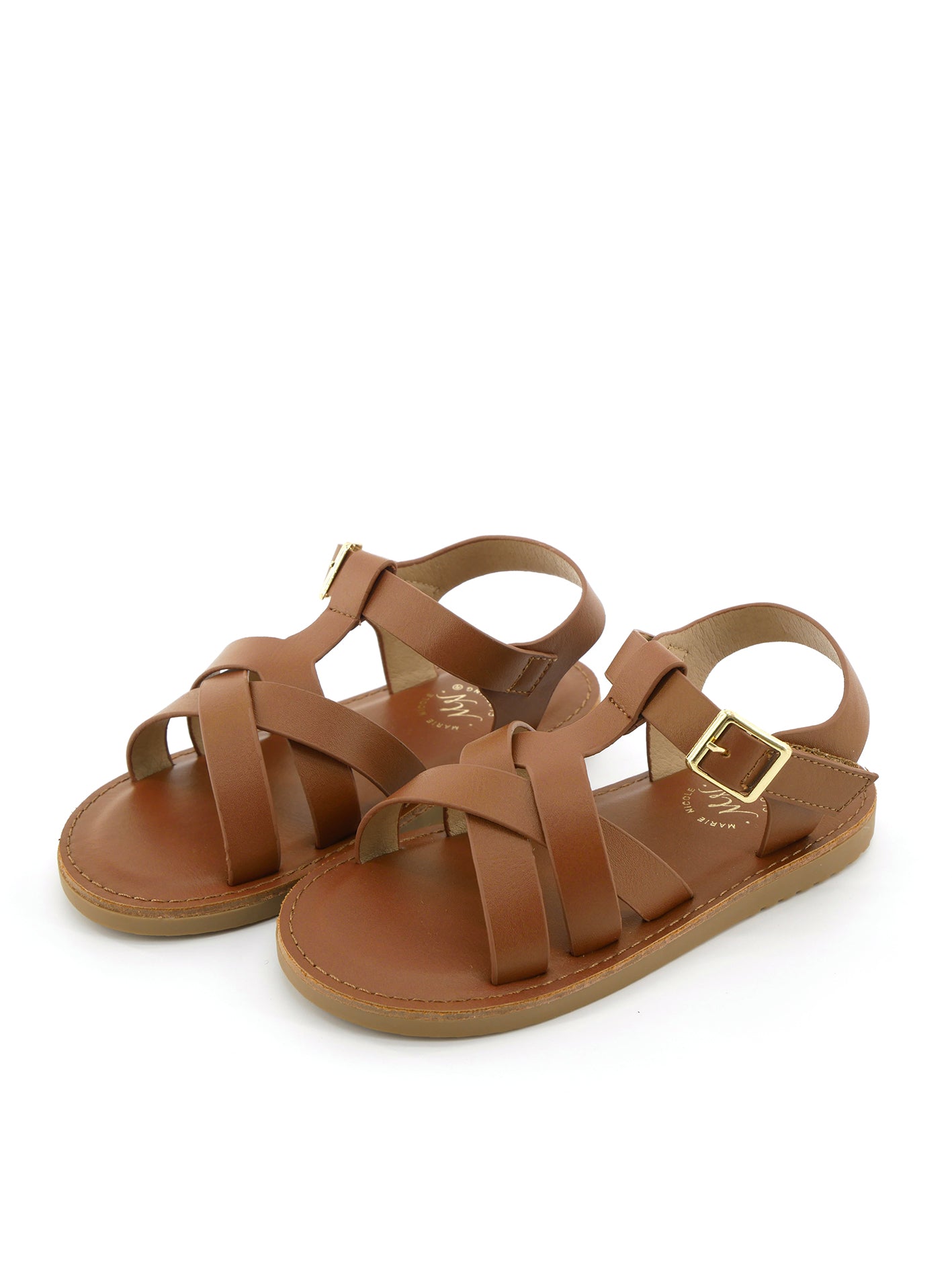 Layered Criss - Cross Front Sandals - Brown - Marie Nicole Clothing