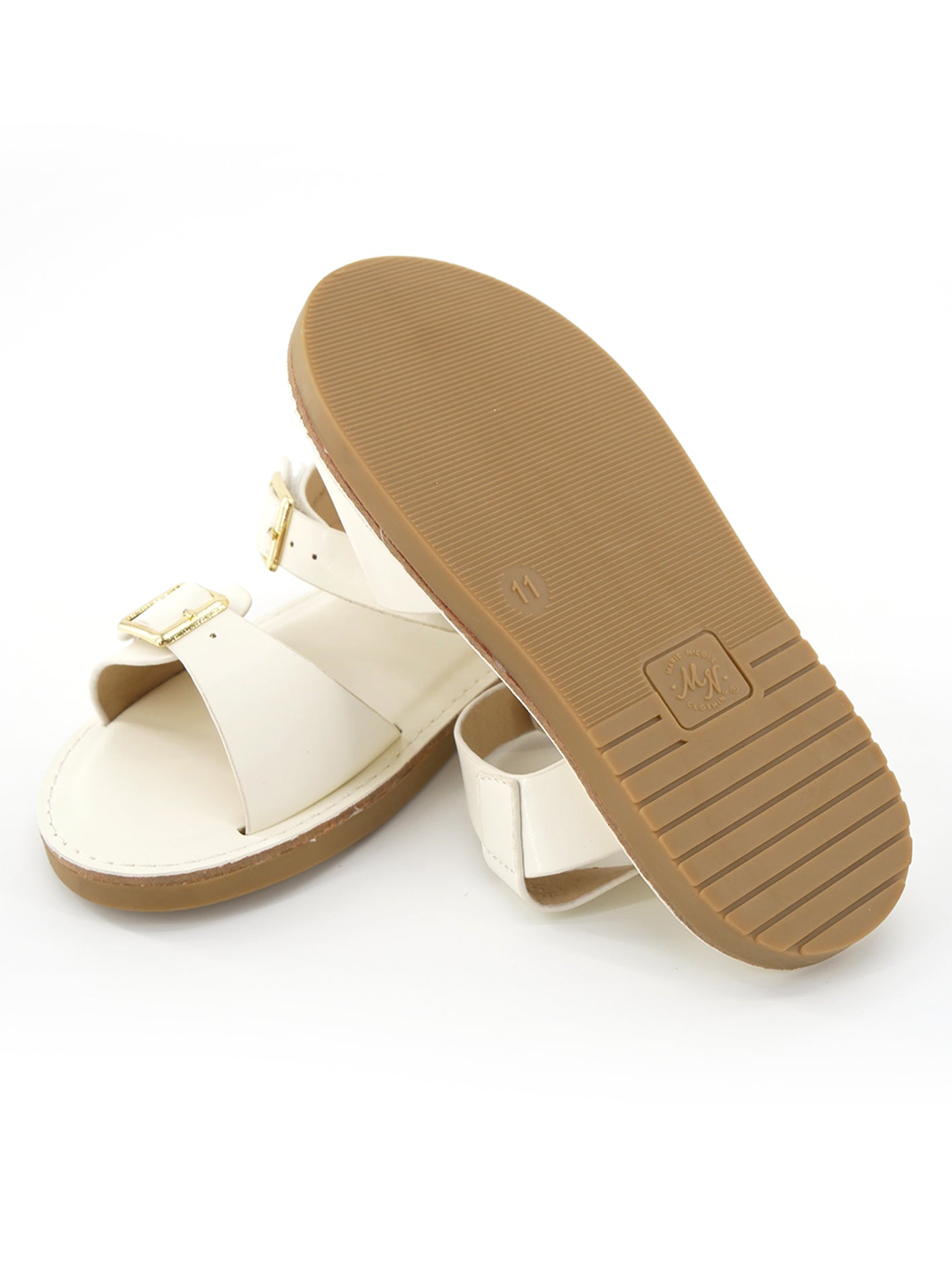 Double Buckle Sandals - White - Marie Nicole Clothing