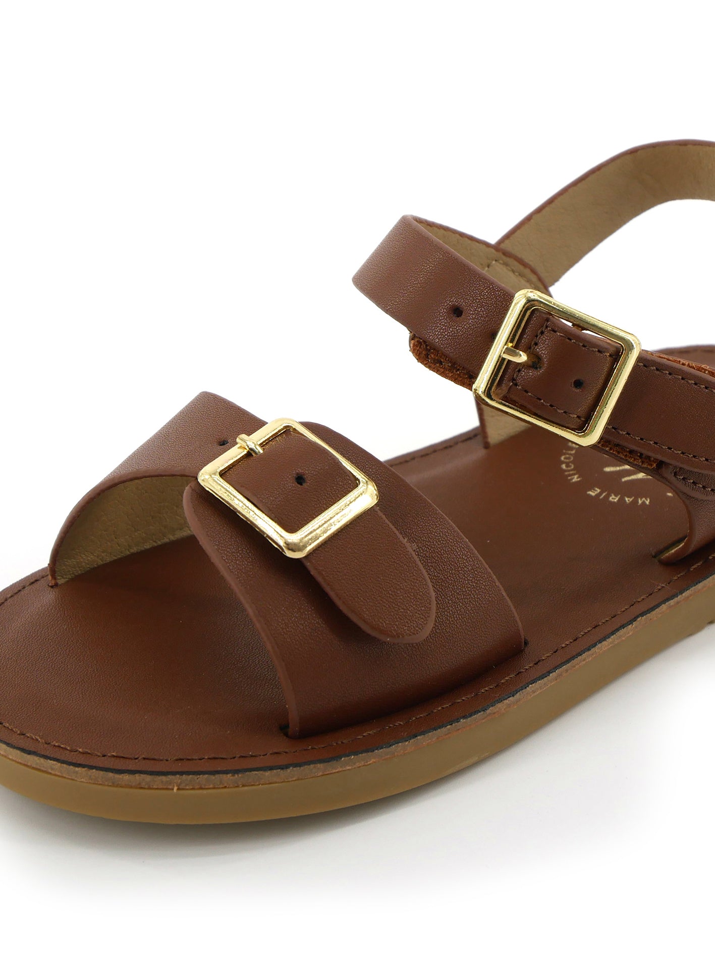 Double Buckle Sandals - Chestnut - Marie Nicole Clothing