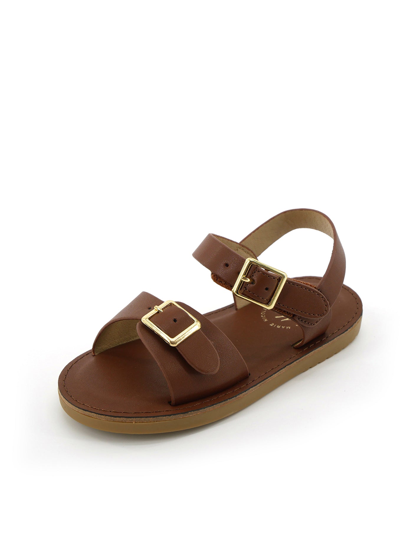 Double Buckle Sandals - Chestnut - Marie Nicole Clothing