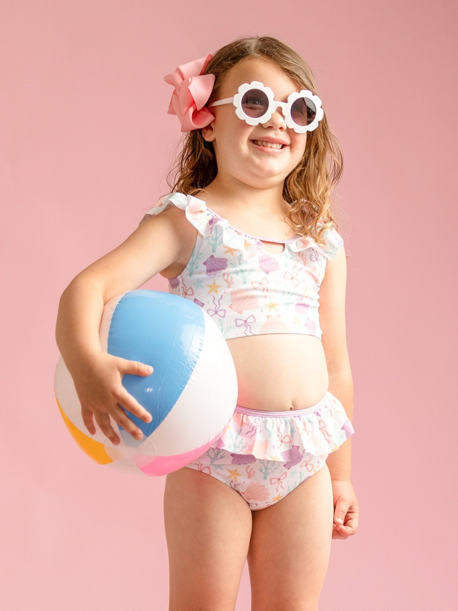 Coral Bowtie Ruffle Swimsuit - Marie Nicole Clothing